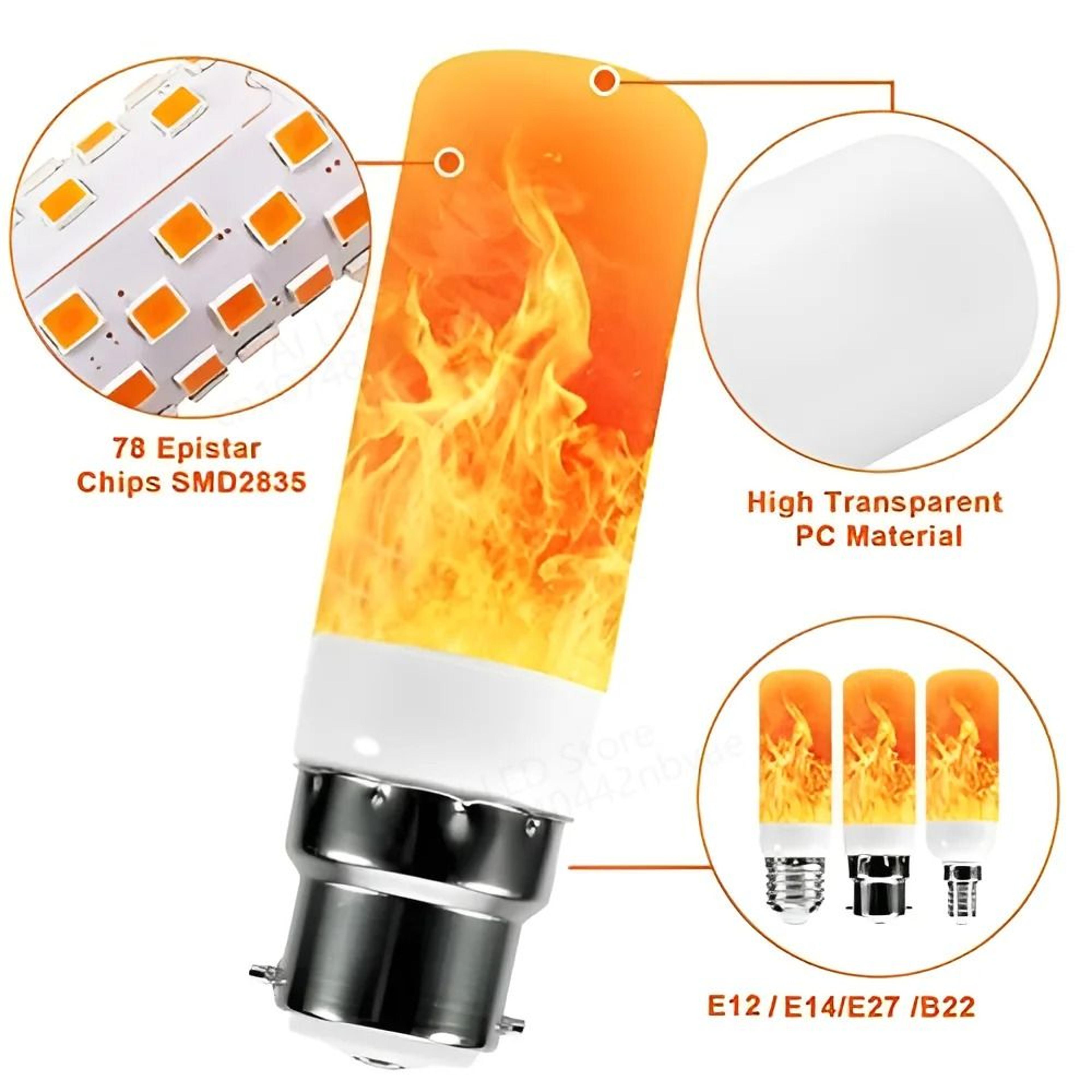 LED Flame Effect Bulb E14 E27 B22 Base Flickering Flame Lamp Light 2