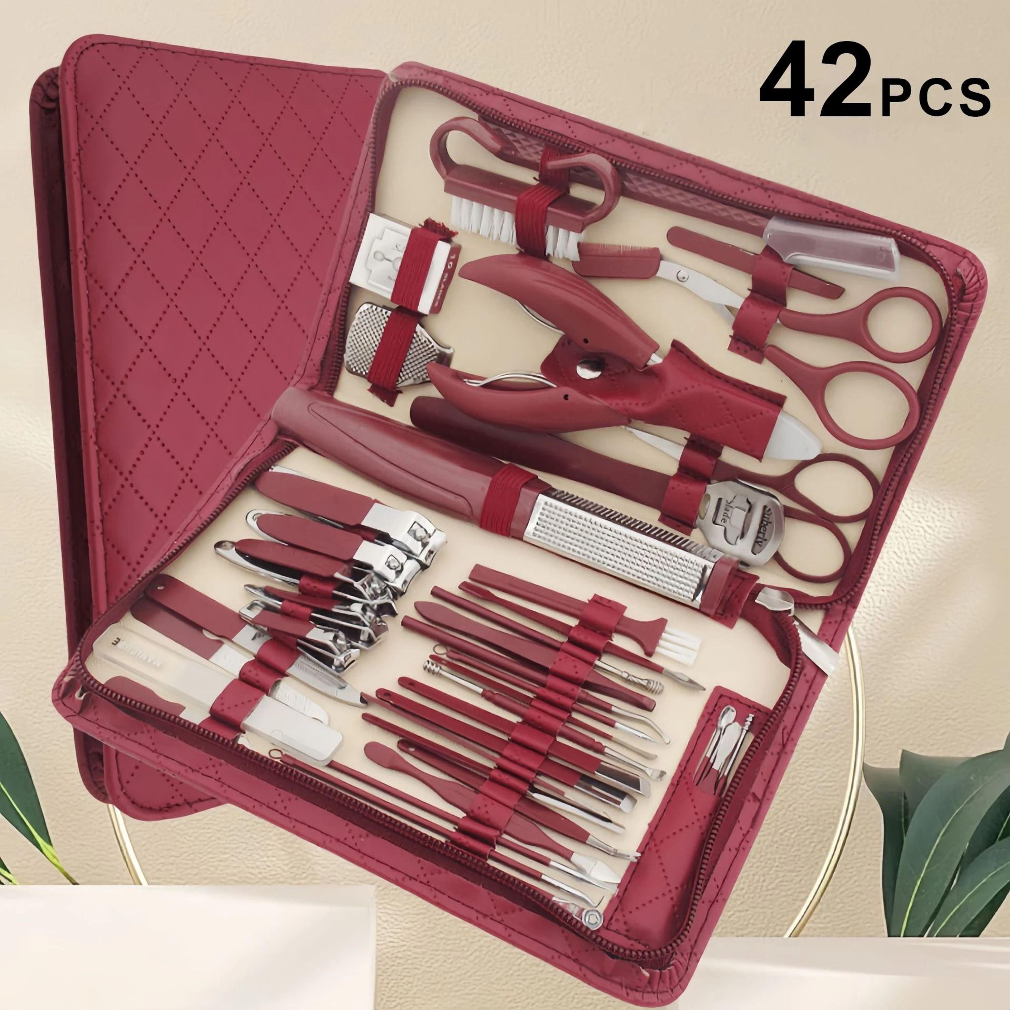 42 Piece Stainless Steel Manicure Pedicure Set With Zipper Case 2