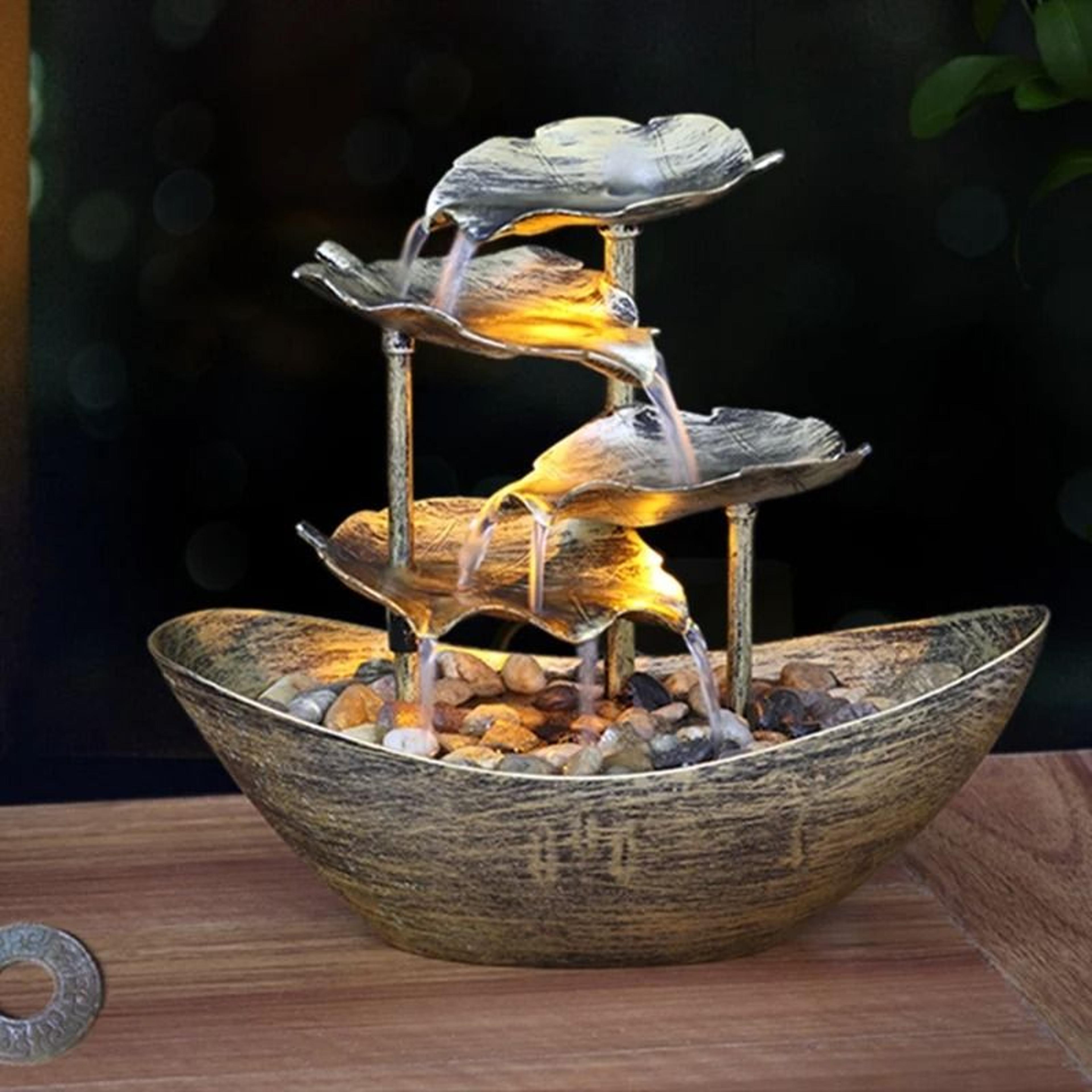 Relaxation Indoor Waterfall Fountain Tabletop LED Light For Home Office 4