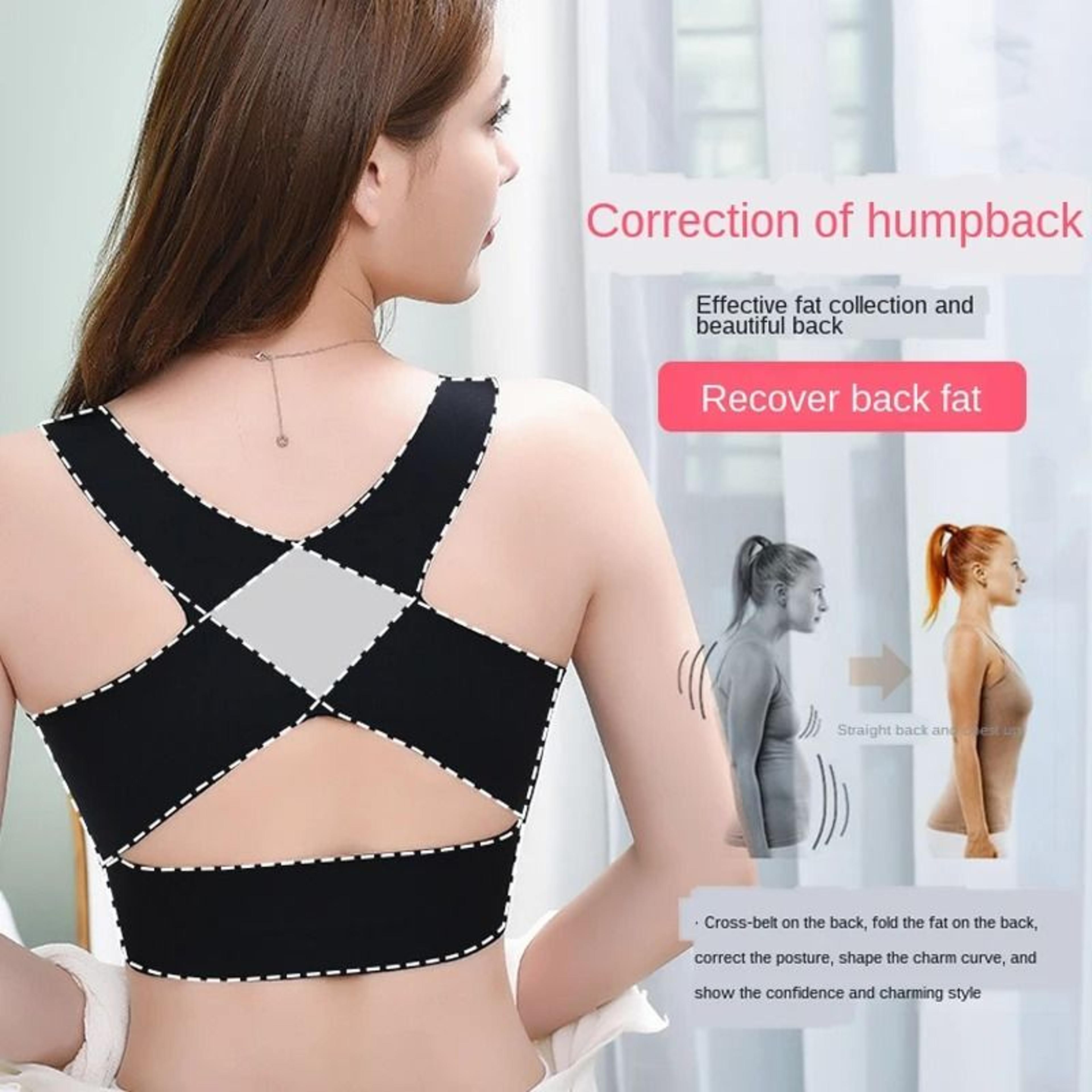 Womens Push Up Posture Corrector Bra With Front Closure Cross Back Design 4