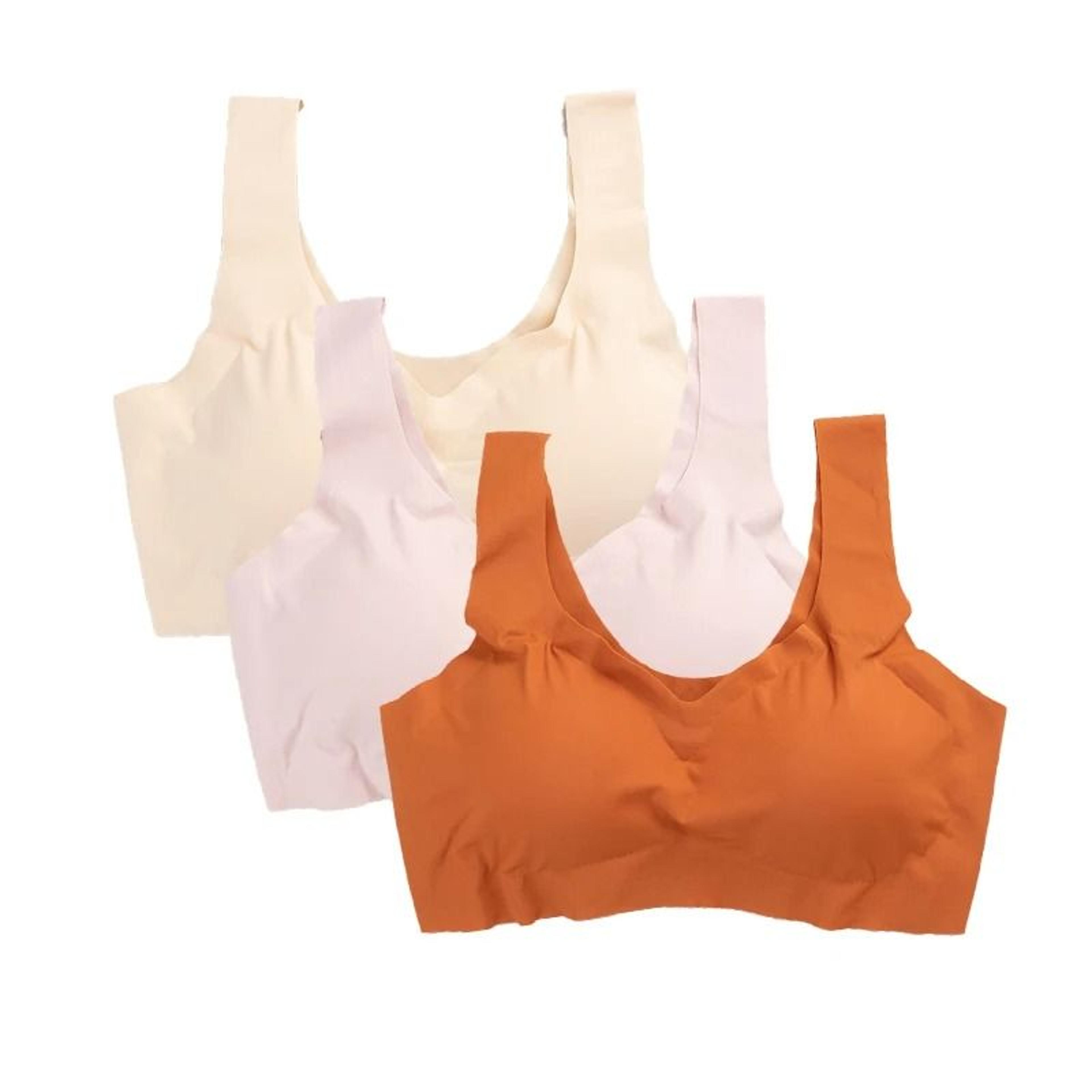 3 Pack Womens Ice Silk Seamless Push Up Bras Padded Sleep Bralettes 9
