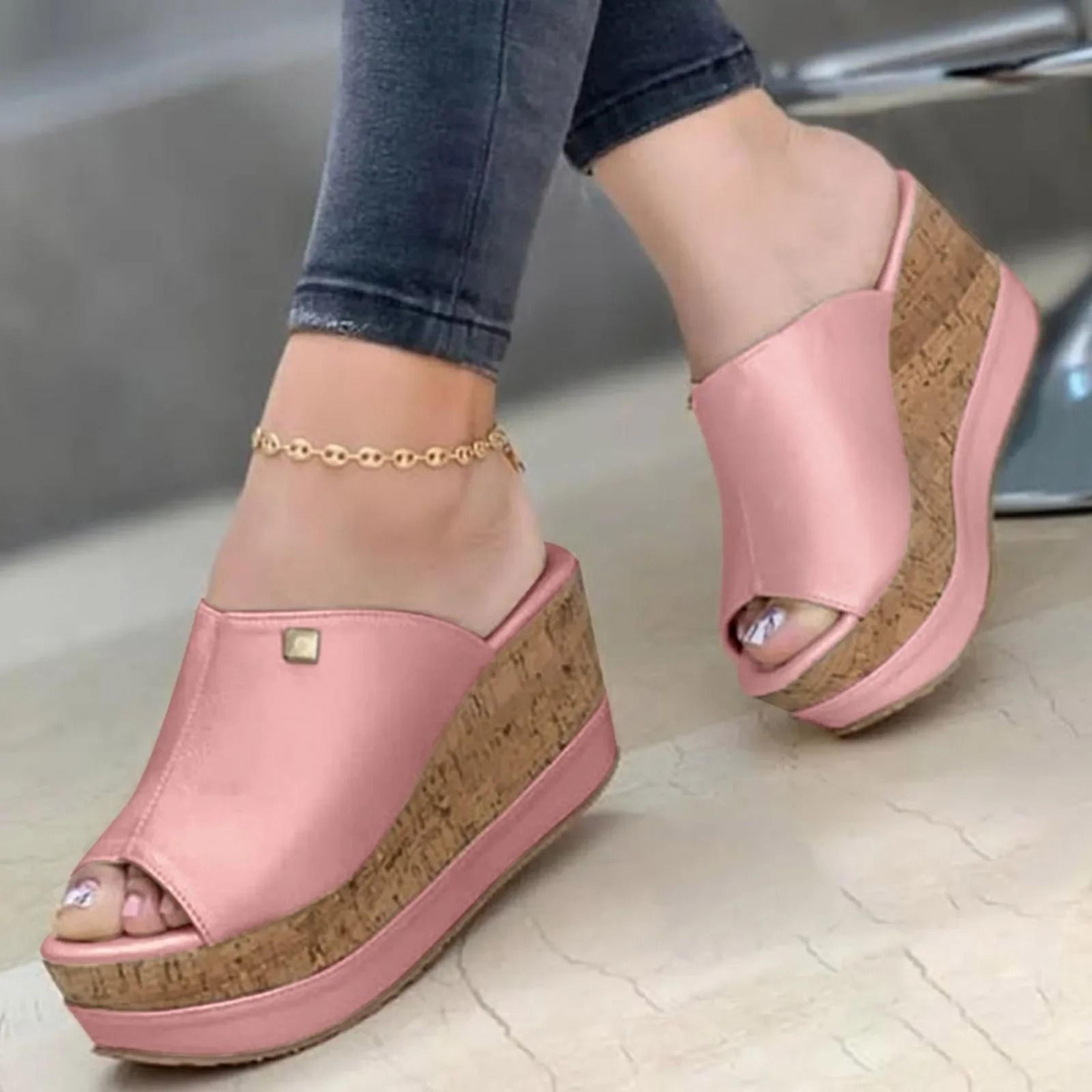 Womens Roman Wedge Sandals With Solid Color Platform Design 2