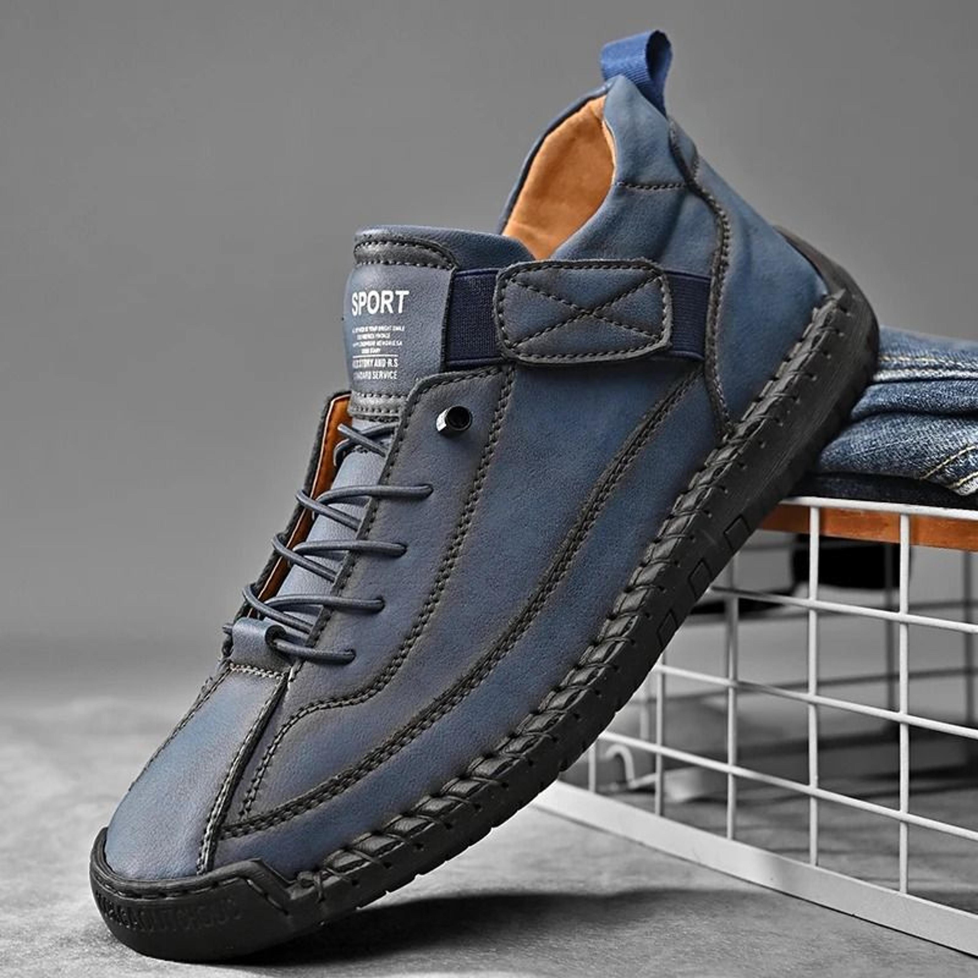 Mens Handmade Leather Loafers Casual Slip On Breathable Moccasins 7