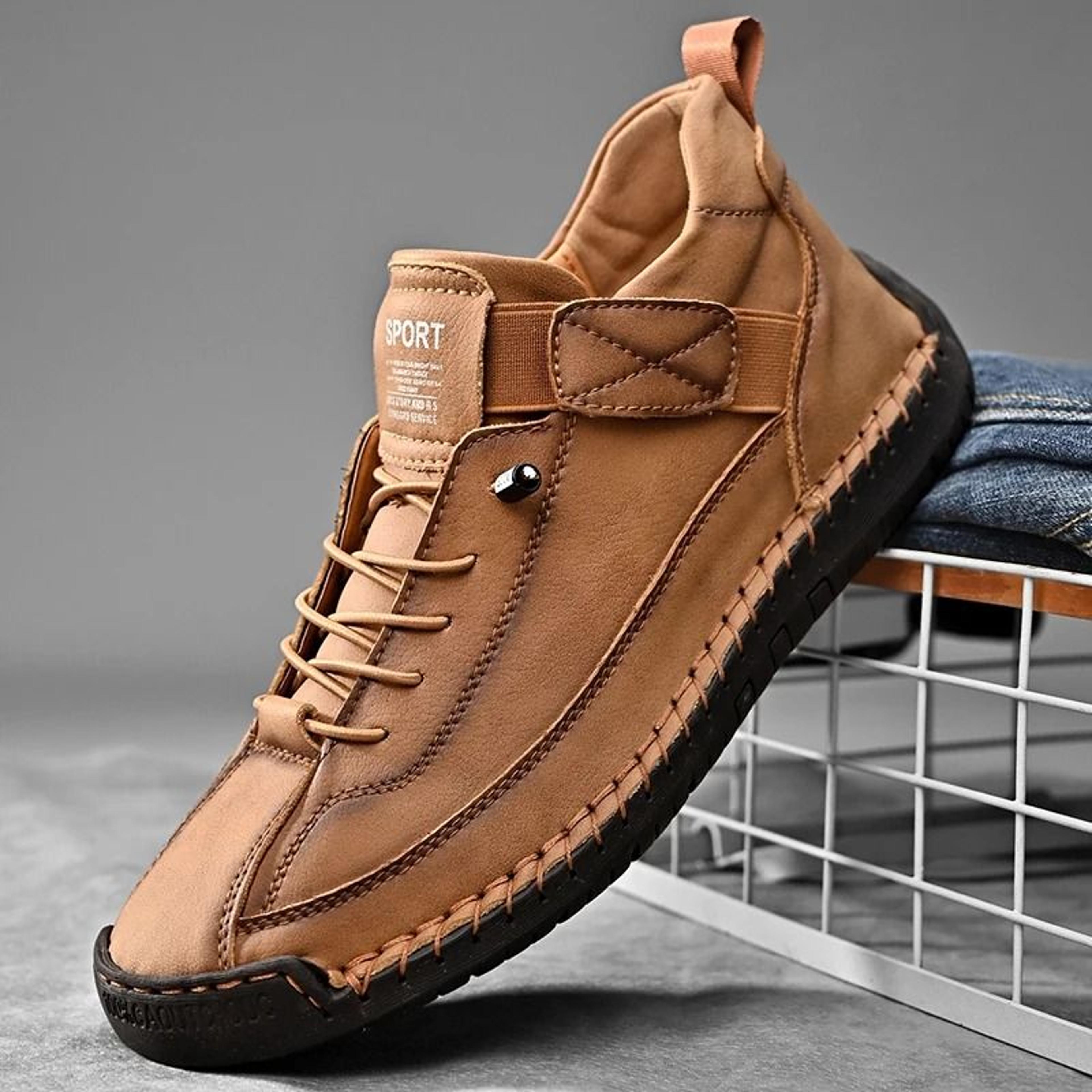 Mens Handmade Leather Loafers Casual Slip On Breathable Moccasins 8
