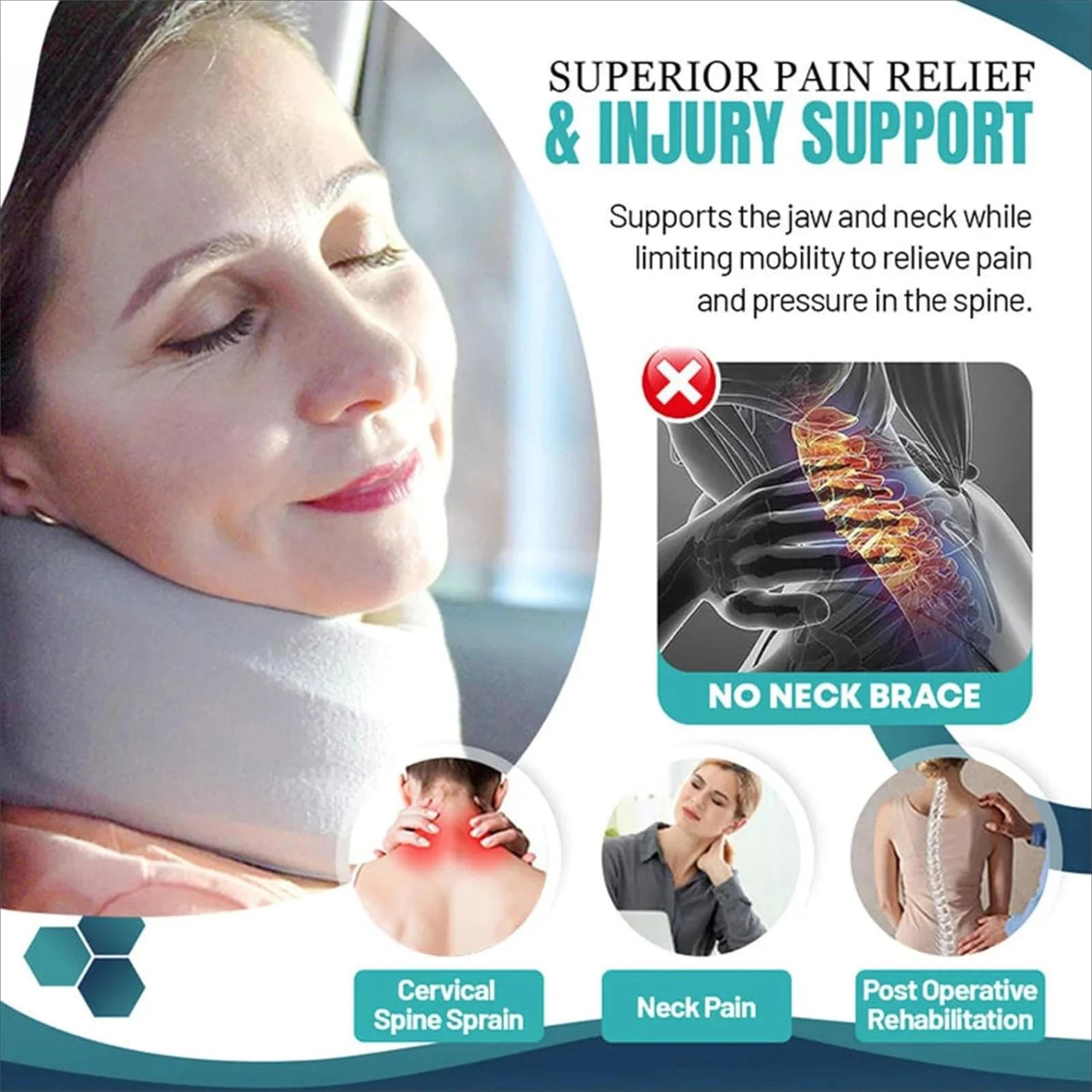 Soft Foam Neck Brace Support With Adjustable Fit And Replacement Cover For Travel Home Or Office 4