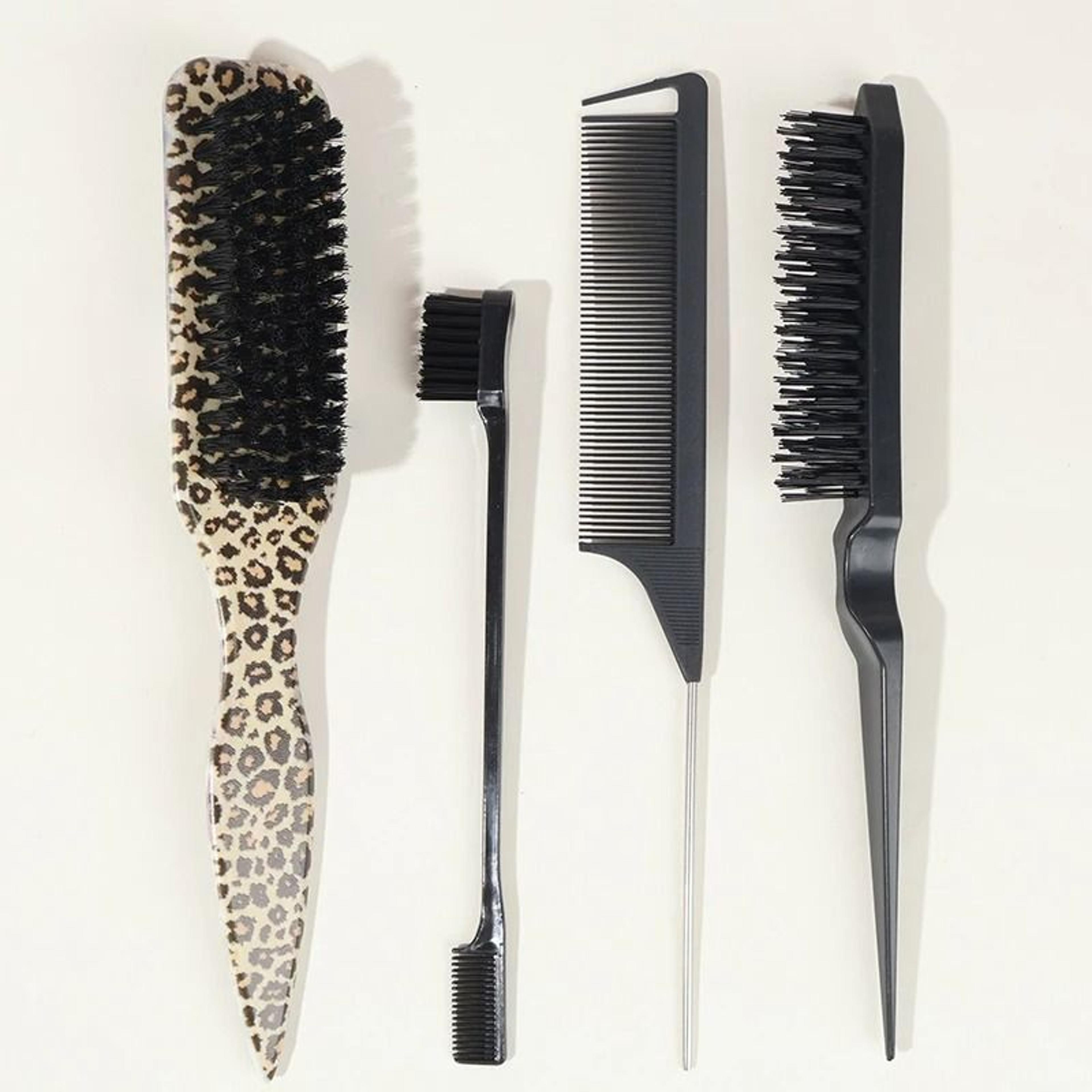Boar Bristle Slick Back Hair Brush For Ponytails Buns And Flyaway Control 1