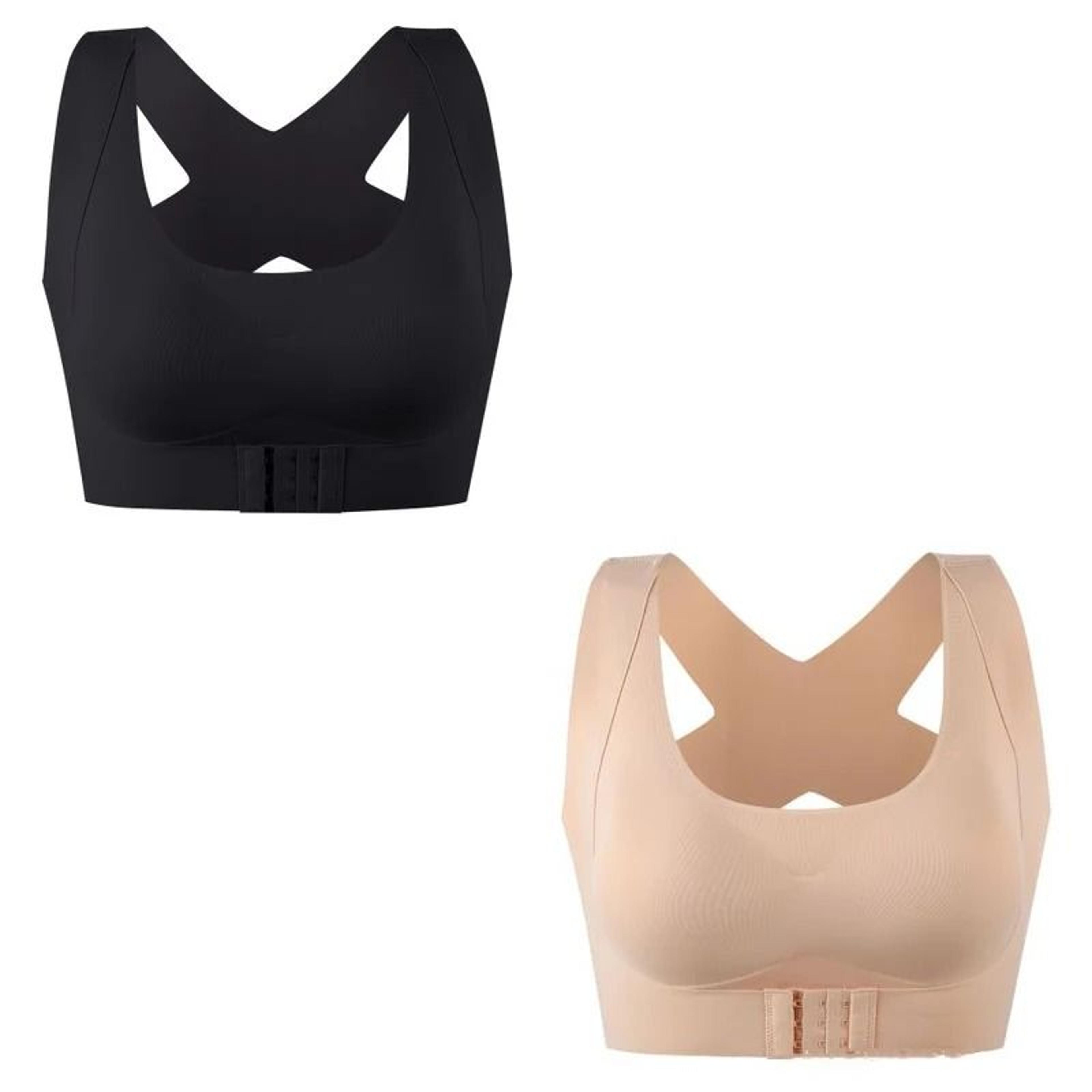 Womens Push Up Bra Posture Corrector Bralette With Front Closure And Cross Back Support 7