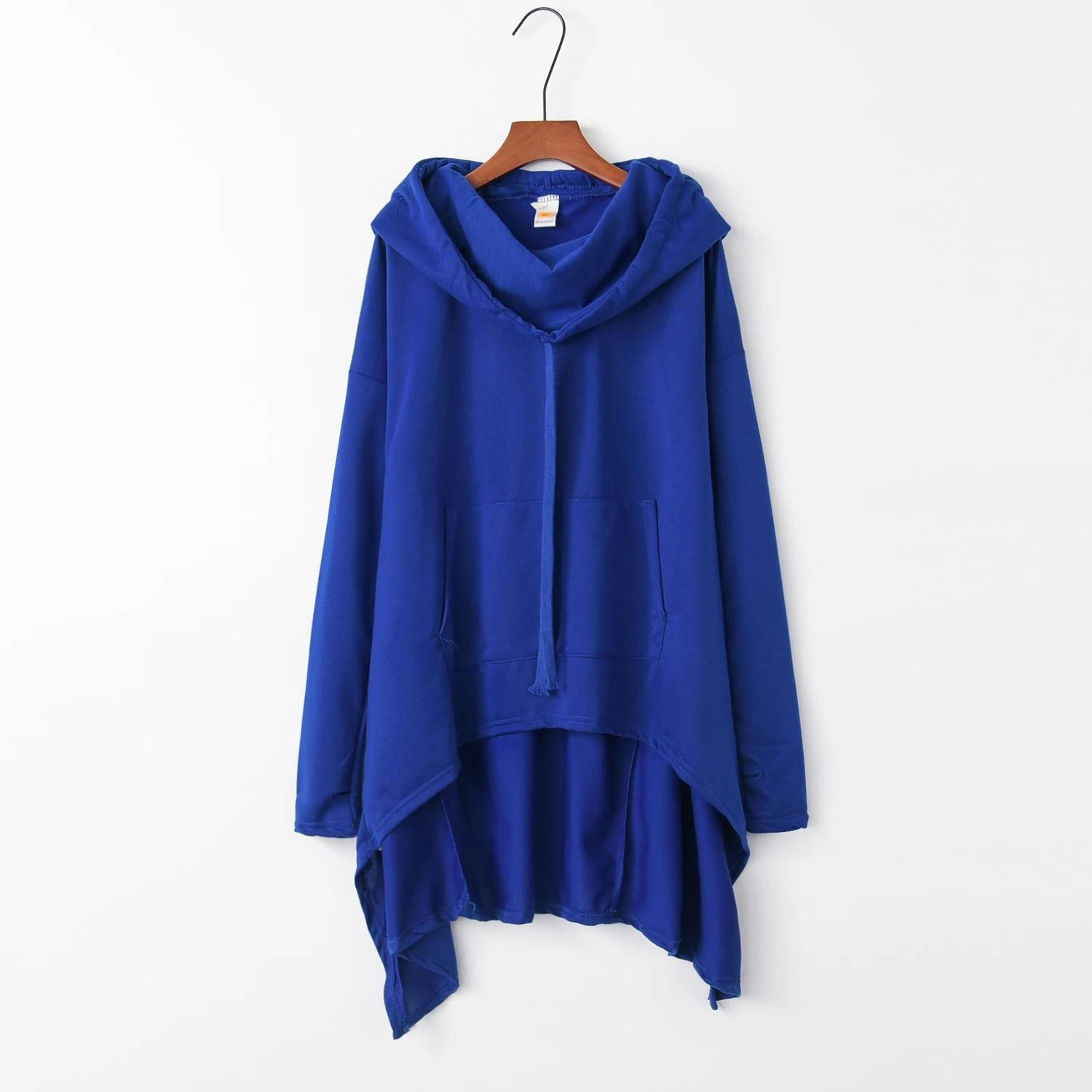 Women Long Oversized Hoodie Casual Solid Color Pullover With Plus Sizes S To 5XL 8