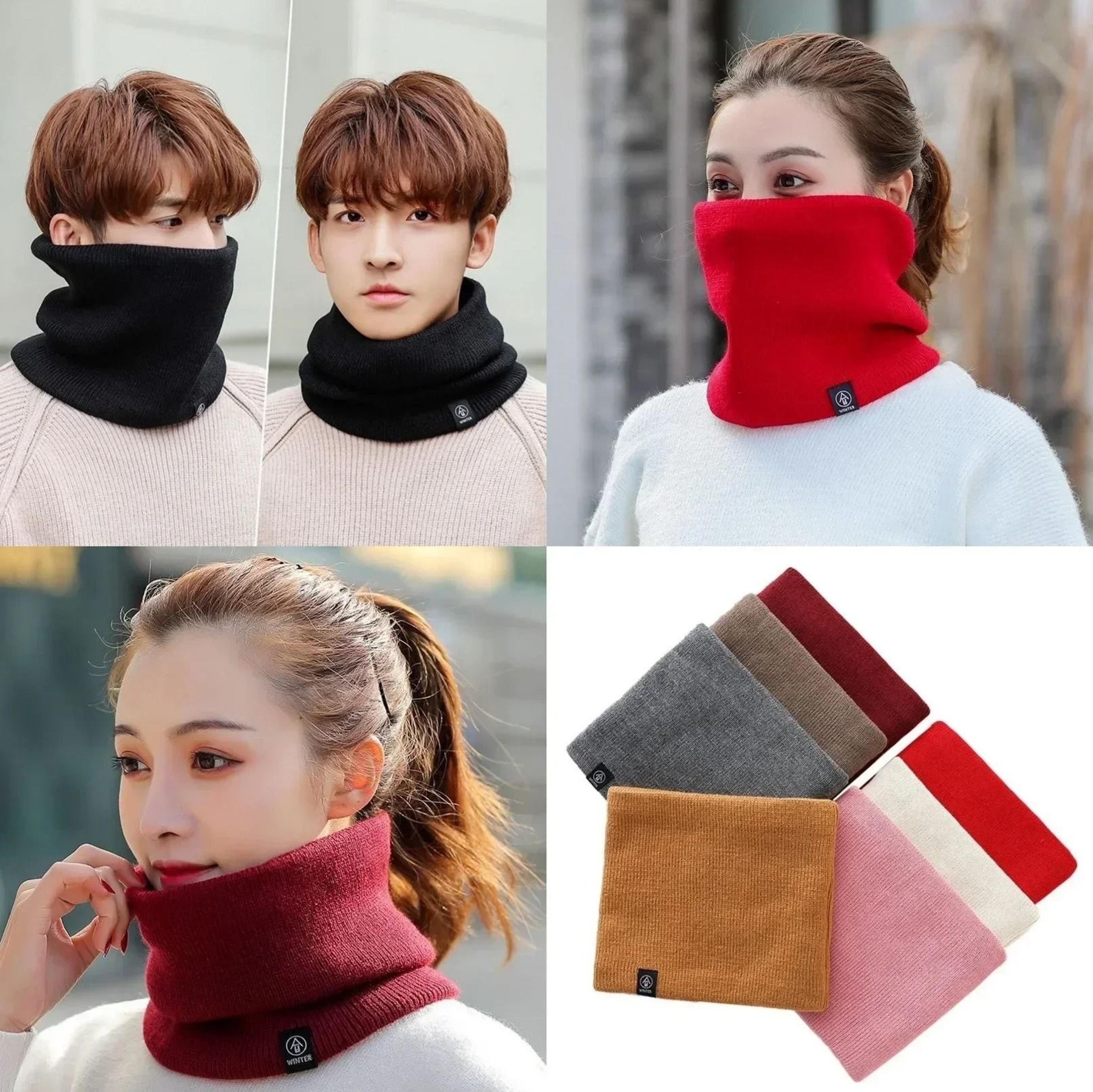 Fashion Soft Knitted Neck Warmer Scarf With Face Cover For Winter Sports 3