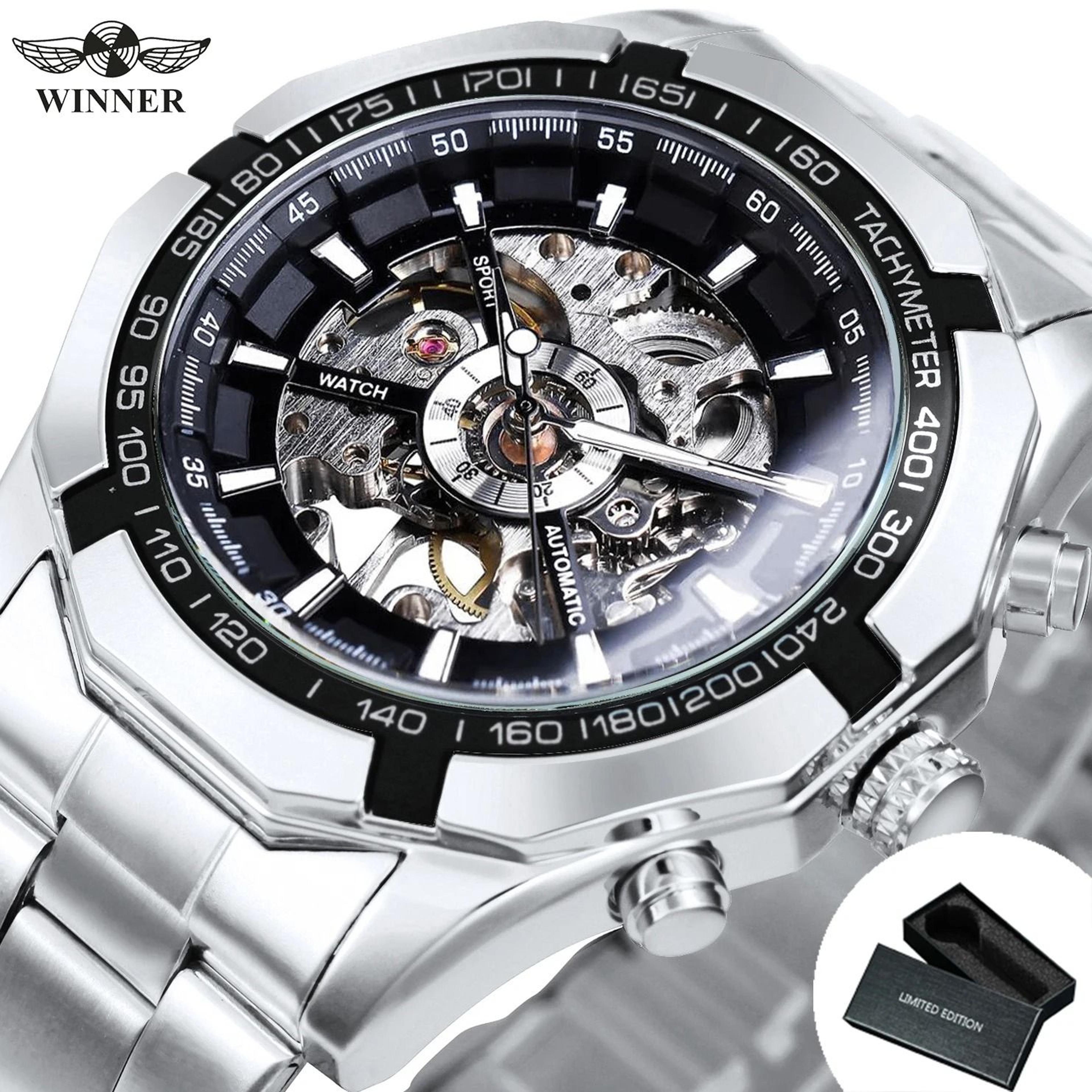 WINNER Classic Skeleton Watch For Men Luminous Mechanical Timepiece 9