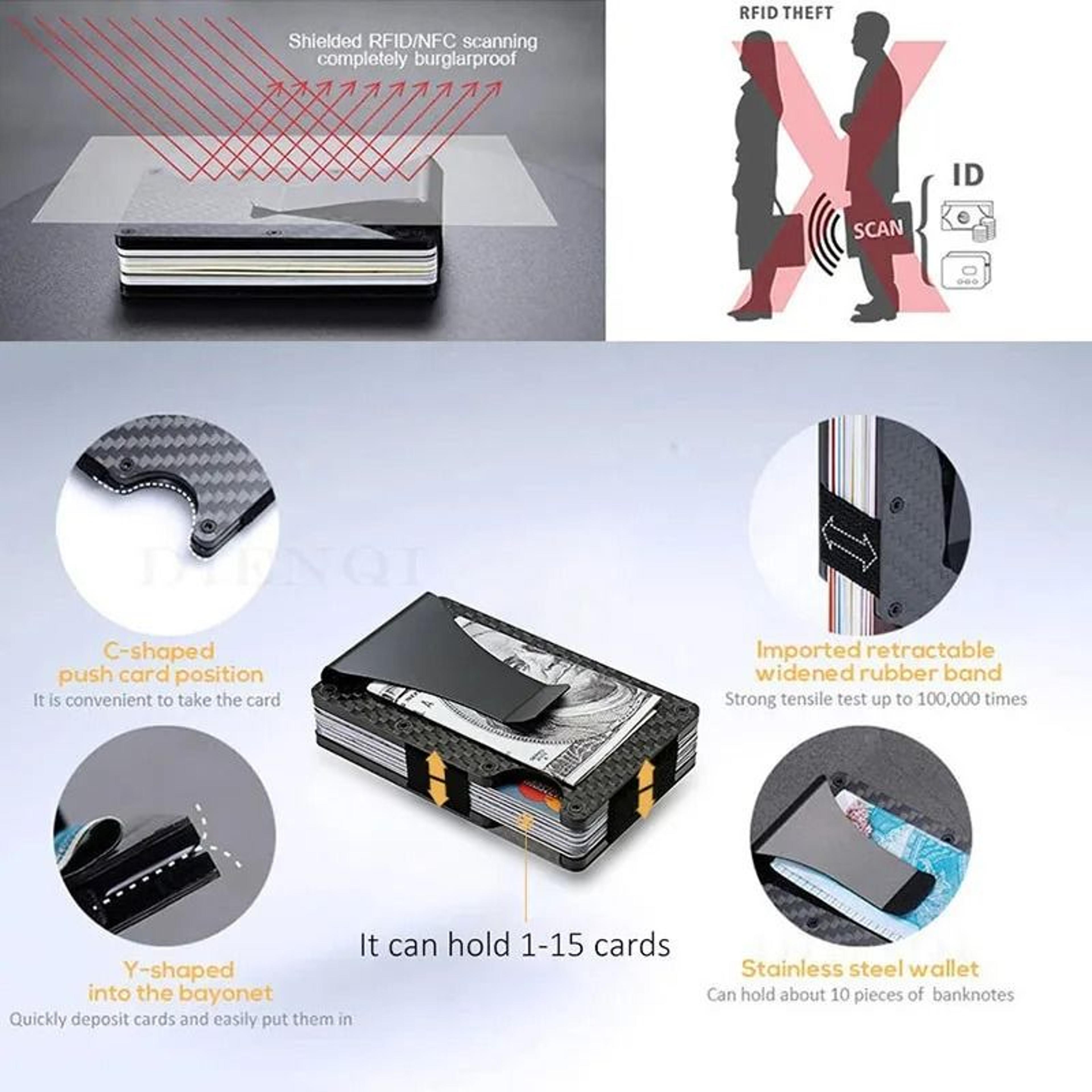 Slim RFID Blocking Metal Wallet With Money Clip For Men 4