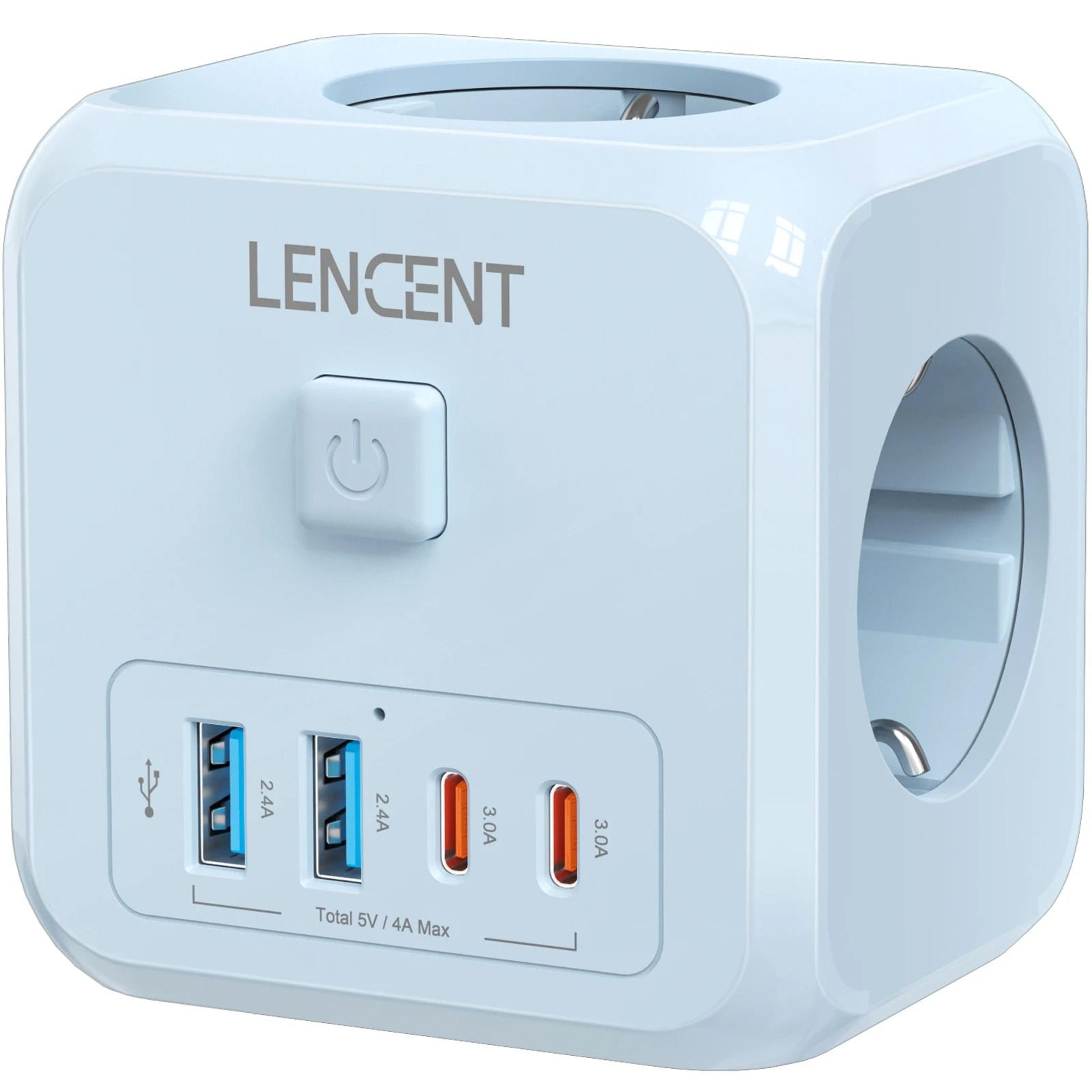 LENCENT EU Plug Power Strip With Three AC Outlets Three USB Ports And One USB C Adapter 9