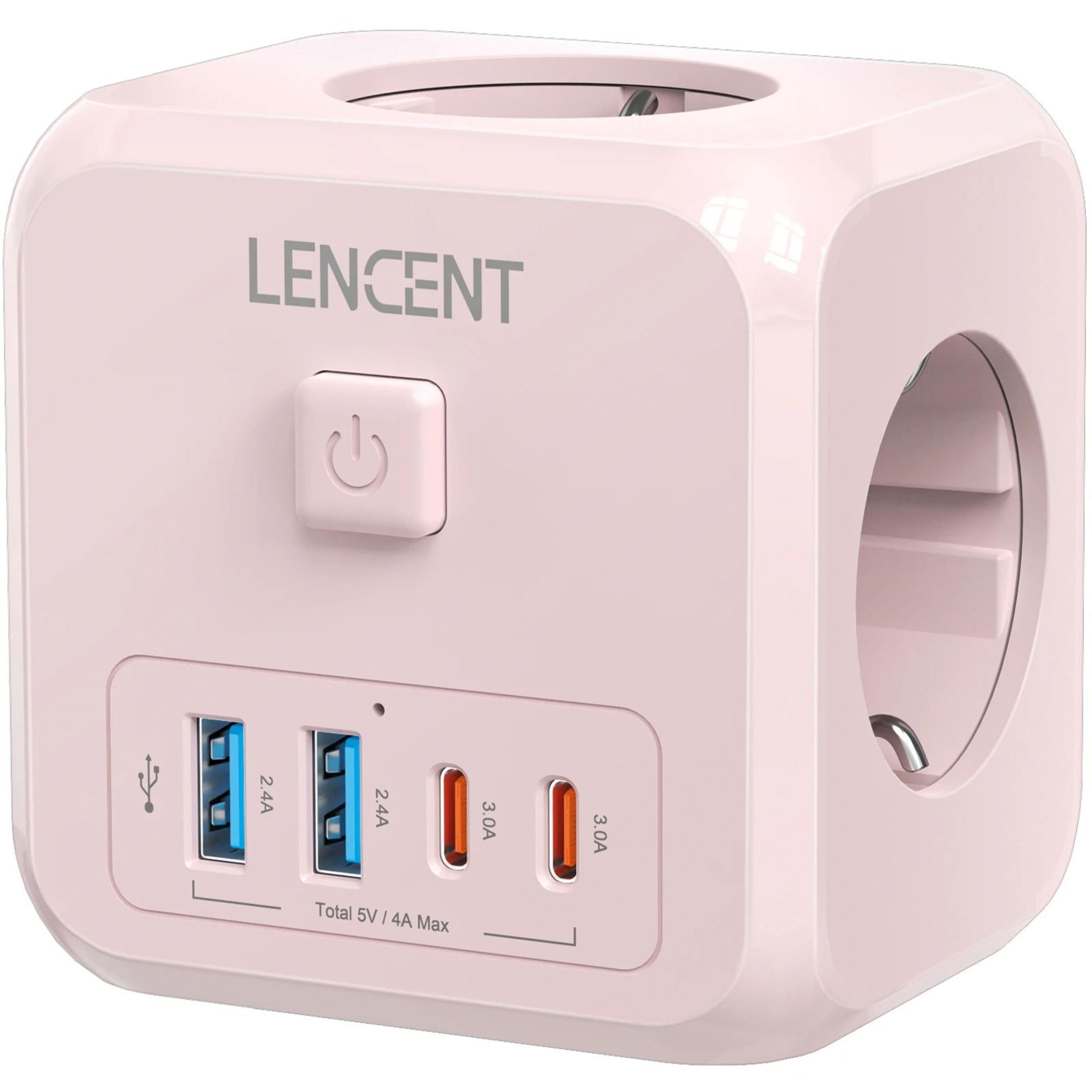 LENCENT EU Plug Power Strip With Three AC Outlets Three USB Ports And One USB C Adapter 15