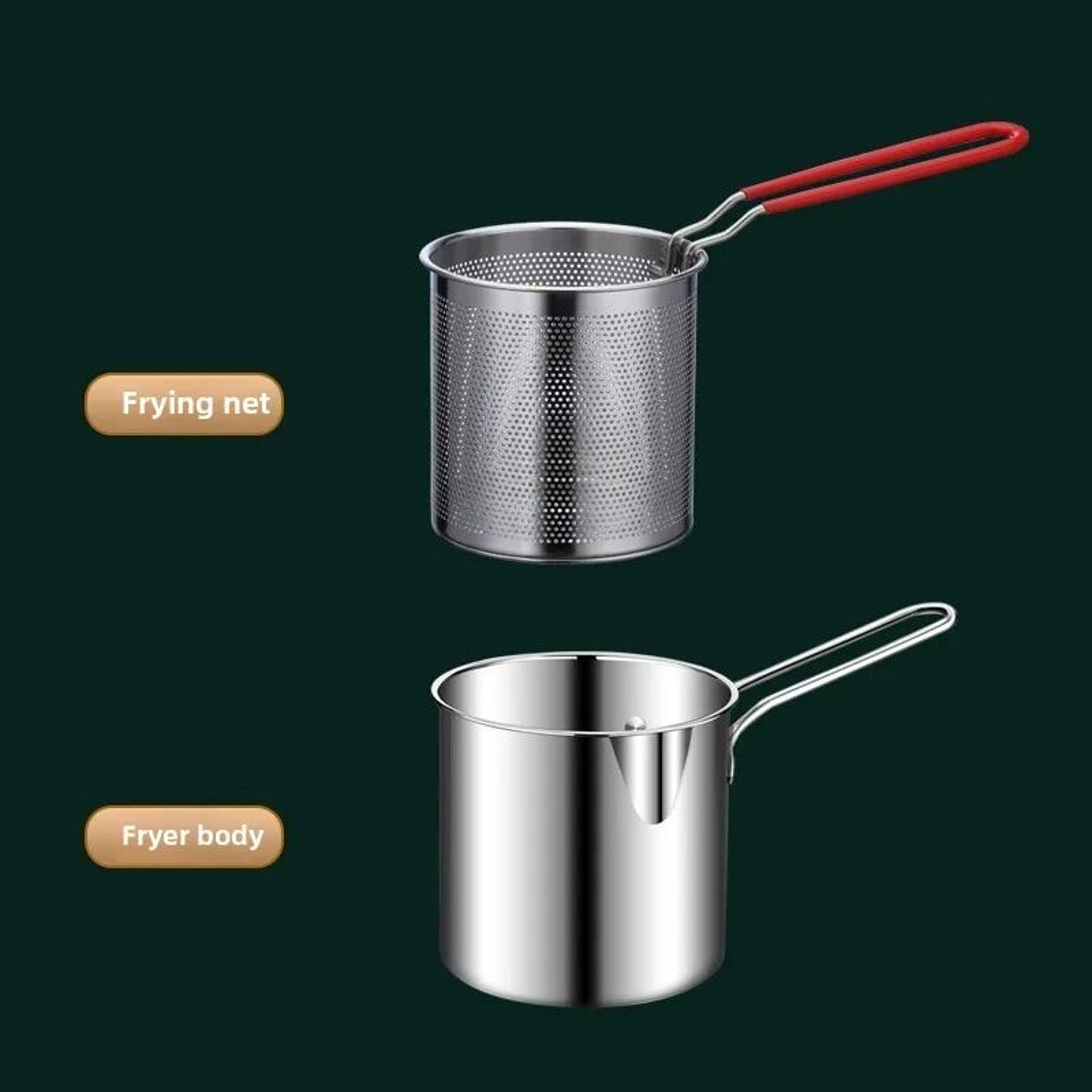 Stainless Steel Deep Fryer Pan With Strainer Basket For Chicken And Tempura At Home 6