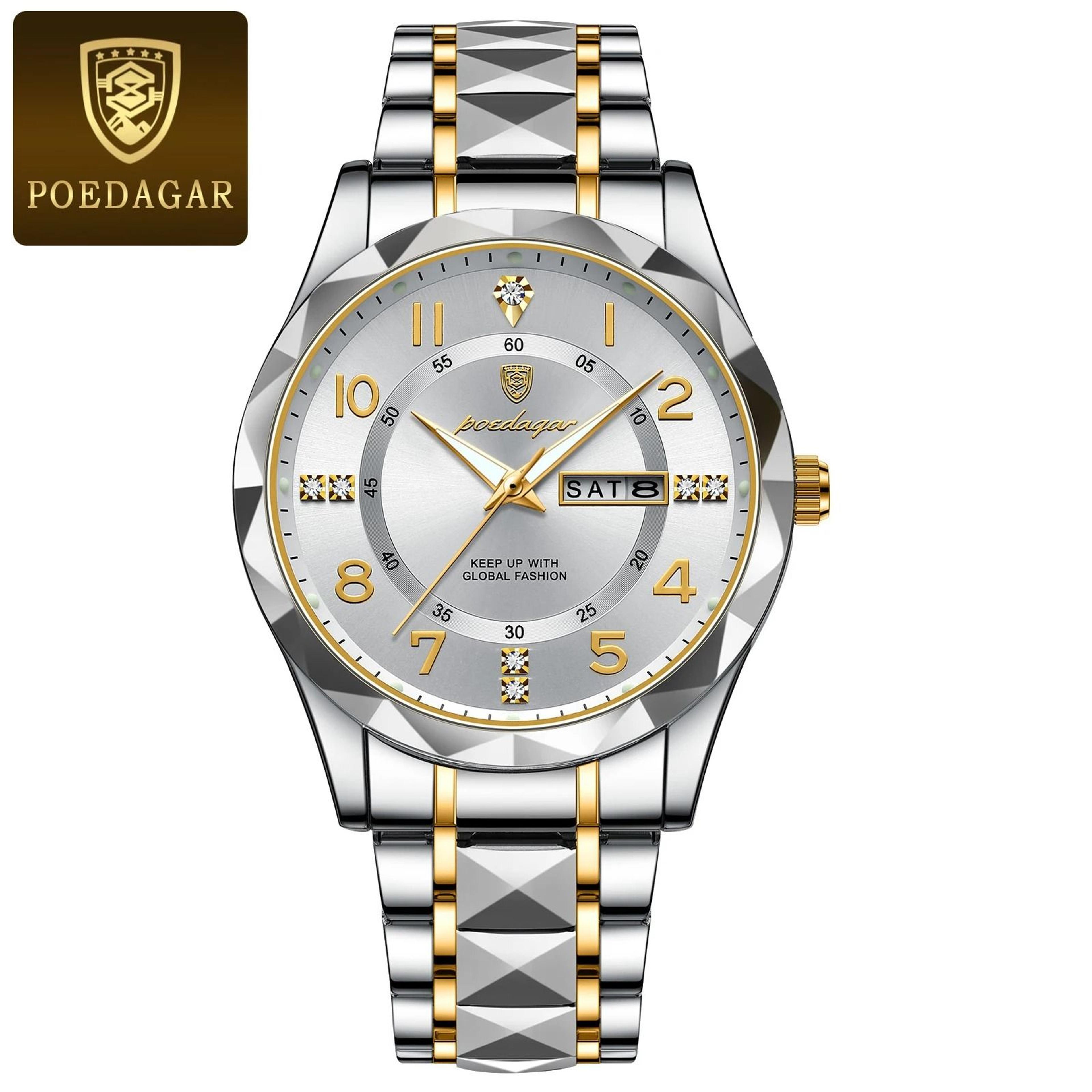 Poedagar Luxury Men Quartz Watch Waterproof Luminous Date Week 10