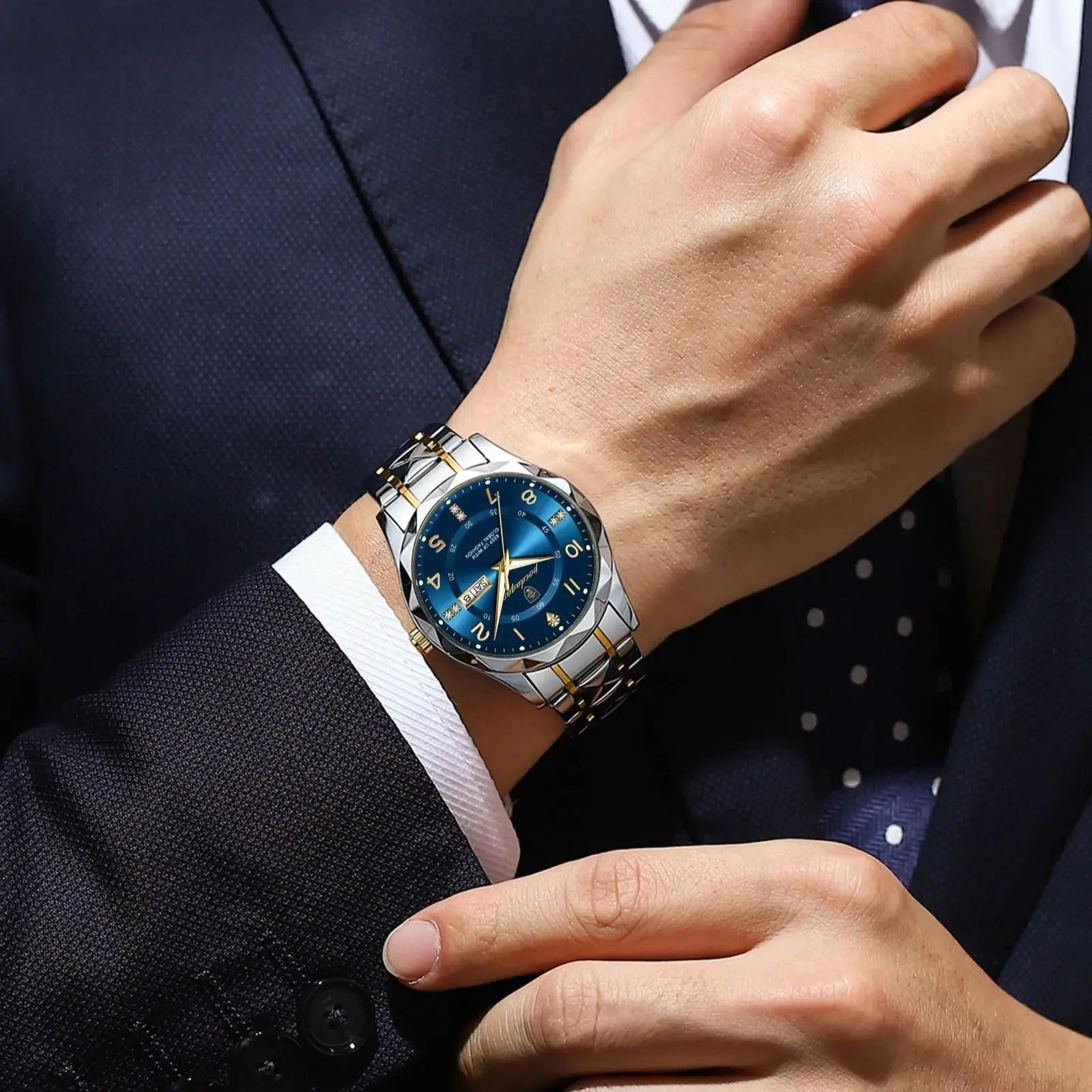 Poedagar Luxury Men Quartz Watch Waterproof Luminous Date Week 3