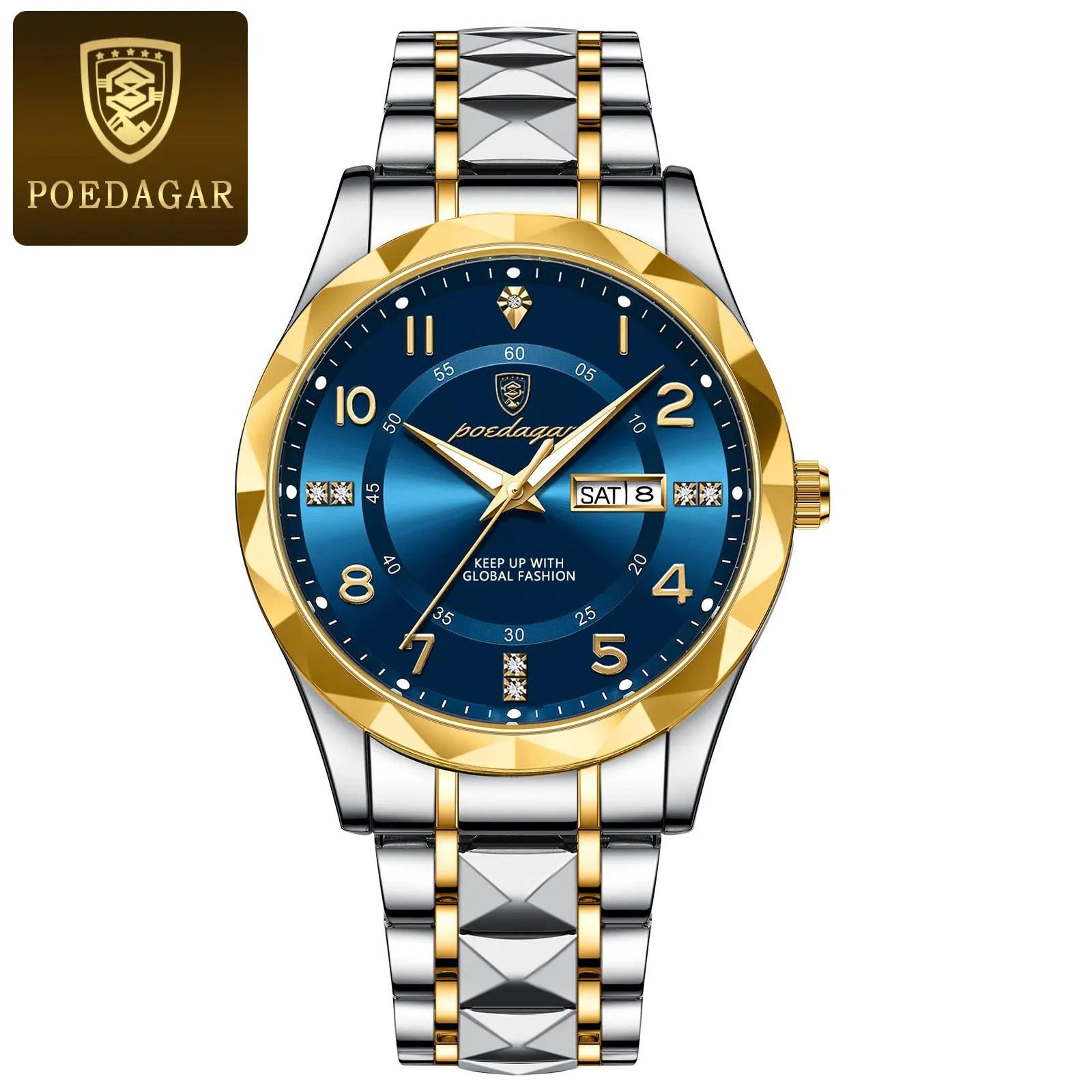 Poedagar Luxury Men Quartz Watch Waterproof Luminous Date Week 8