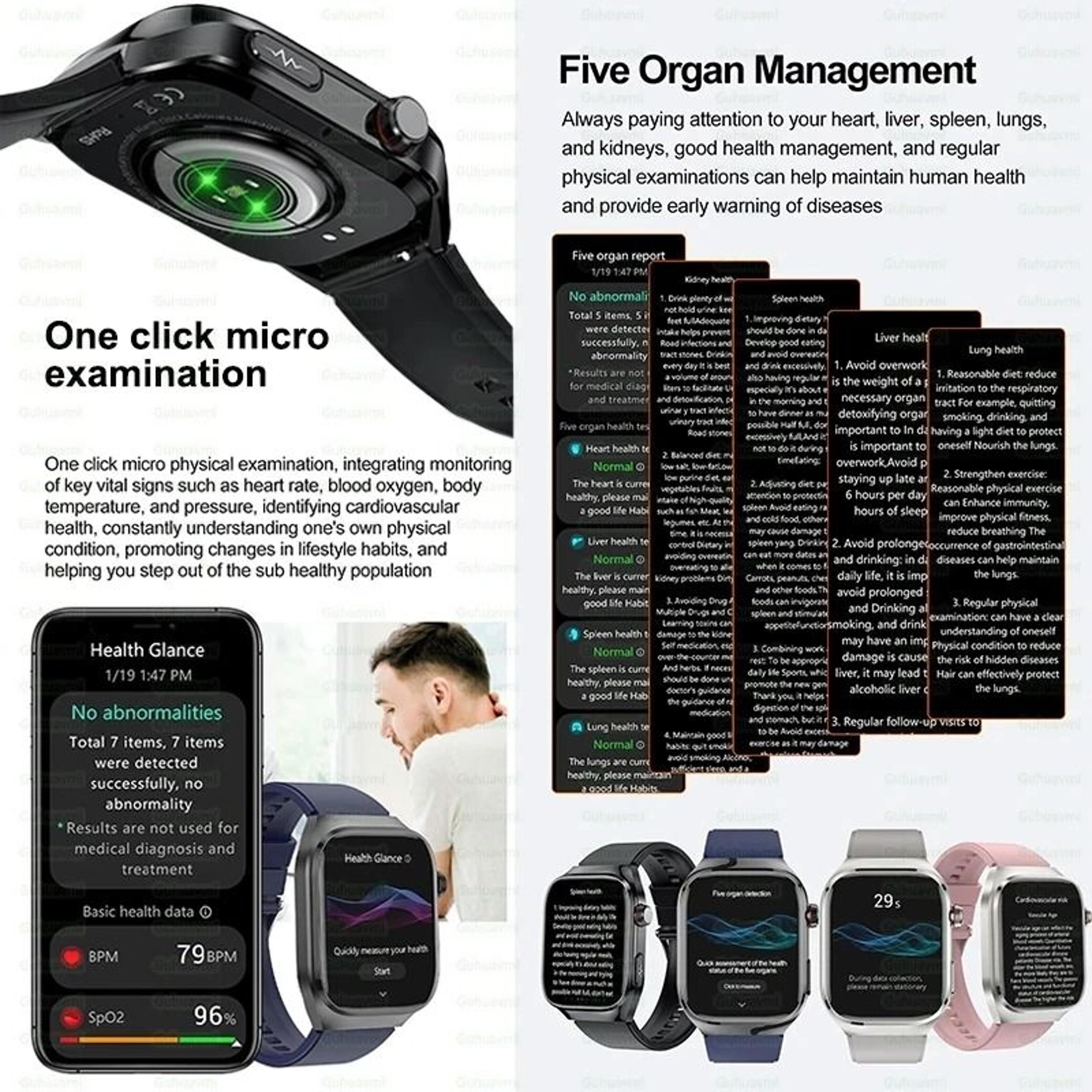 2025 ECG PPG Smart Watch With Heart Rate Blood Pressure Lipids Uric Acid Monitoring And Bluetooth C 3