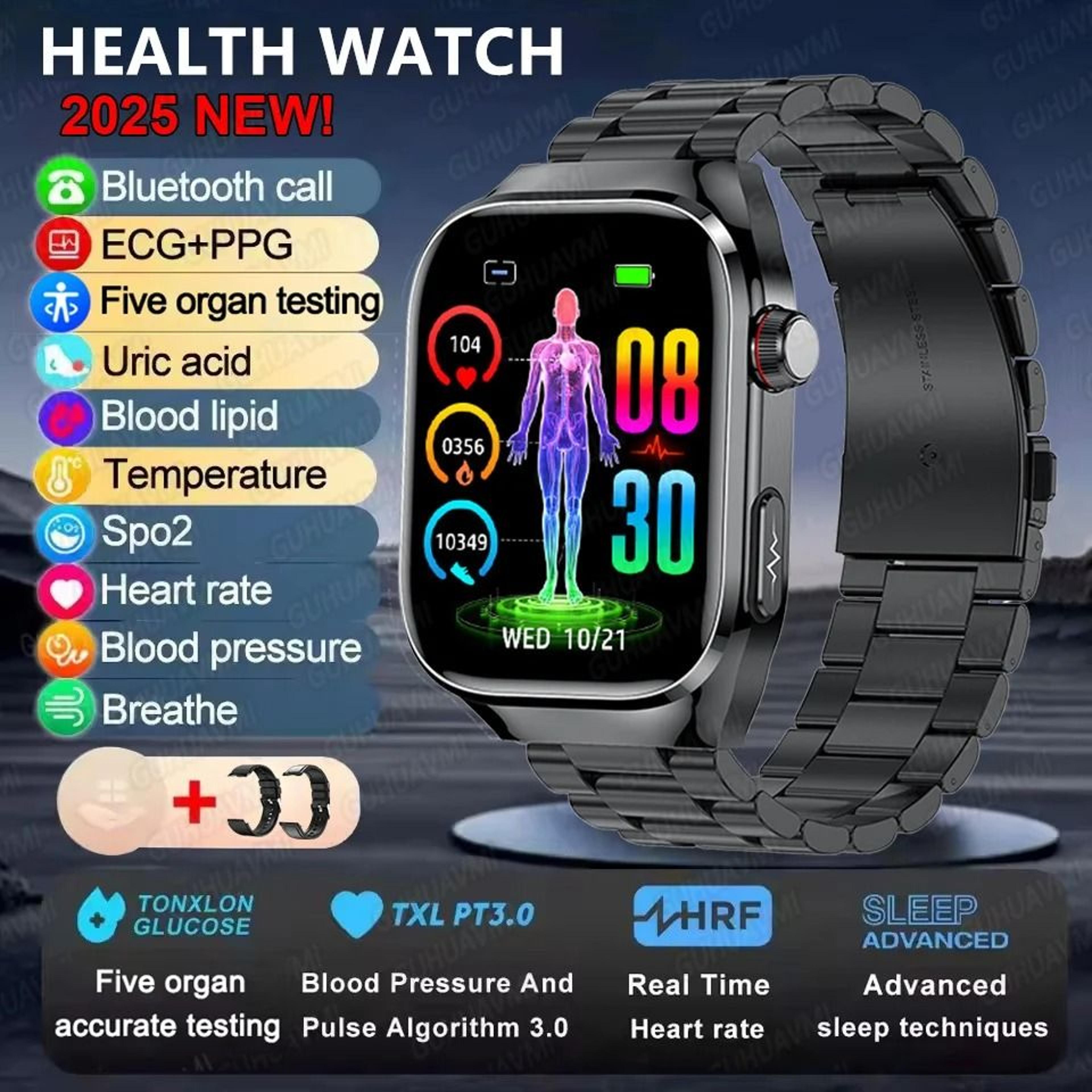2025 ECG PPG Smart Watch With Heart Rate Blood Pressure Lipids Uric Acid Monitoring And Bluetooth C 20