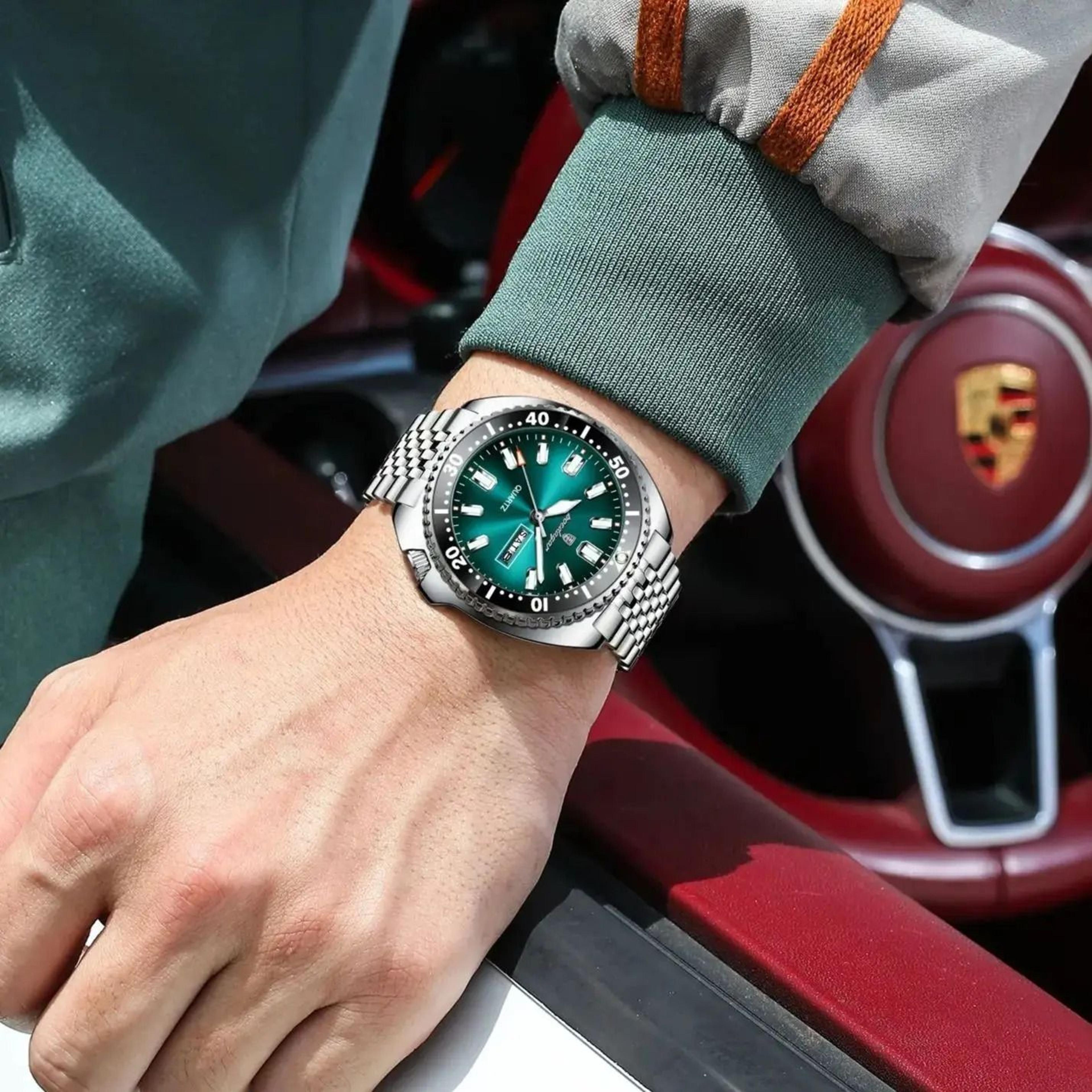 Poedagar Business Men Watch Waterproof Luminous Date Week 4