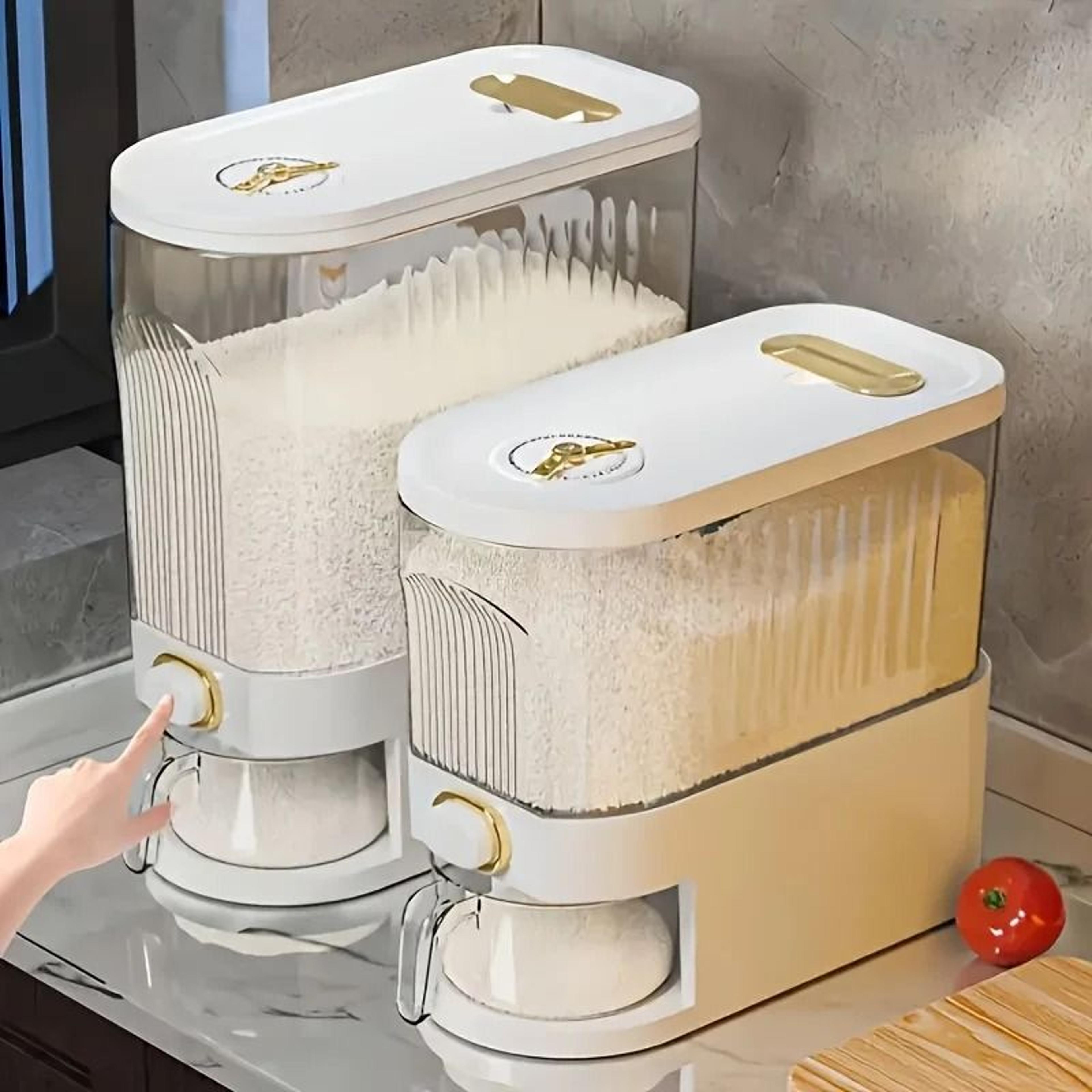 5kg 10kg Rice Dispenser Large Pantry Storage Container With Measuring Cup And Time Markings 0