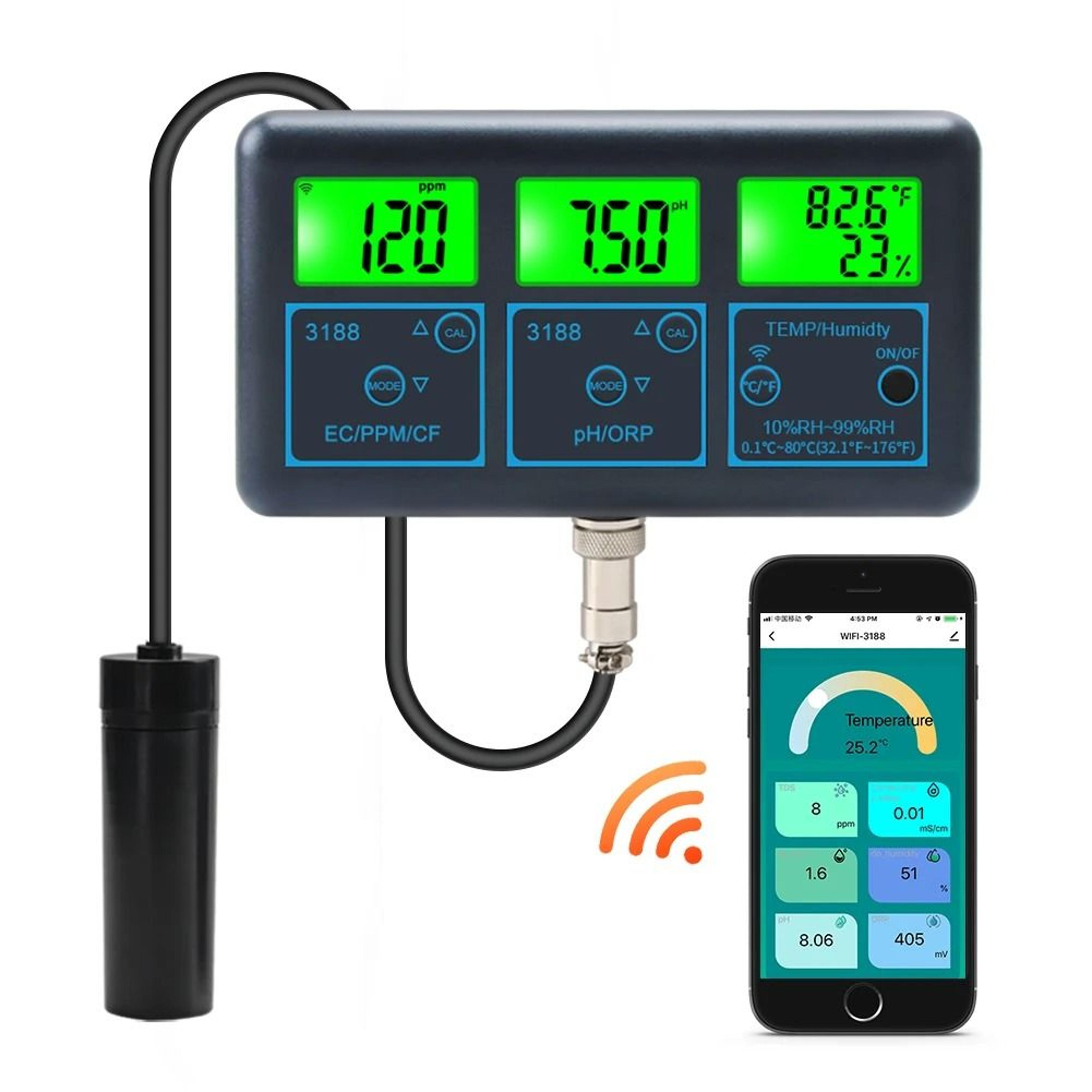 WiFi Smart 7 In 1 Water Quality Tester With PH EC ORP TDS Monitoring 7