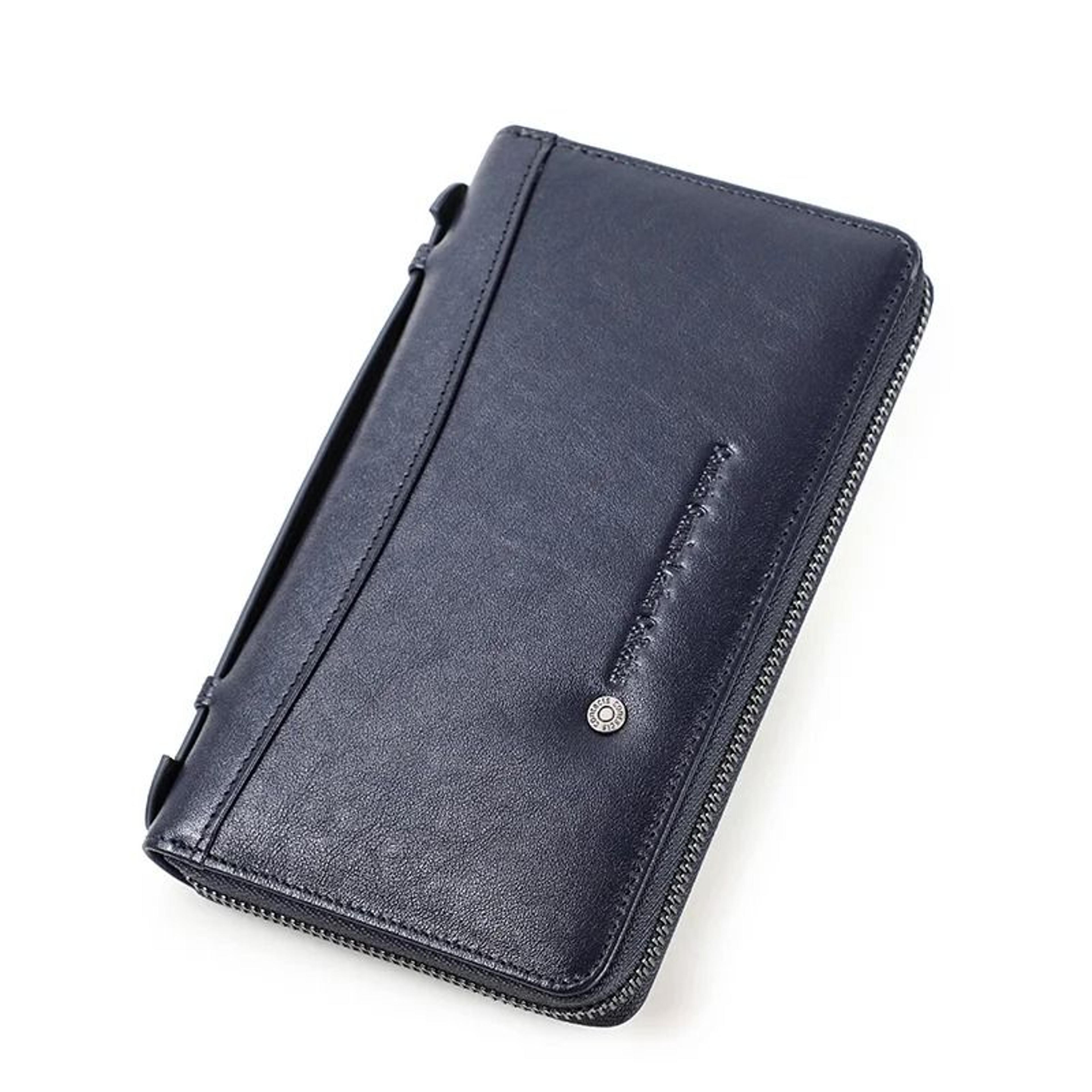 Genuine Leather Men Clutch Wallet Long Zipper Travel Purse 8