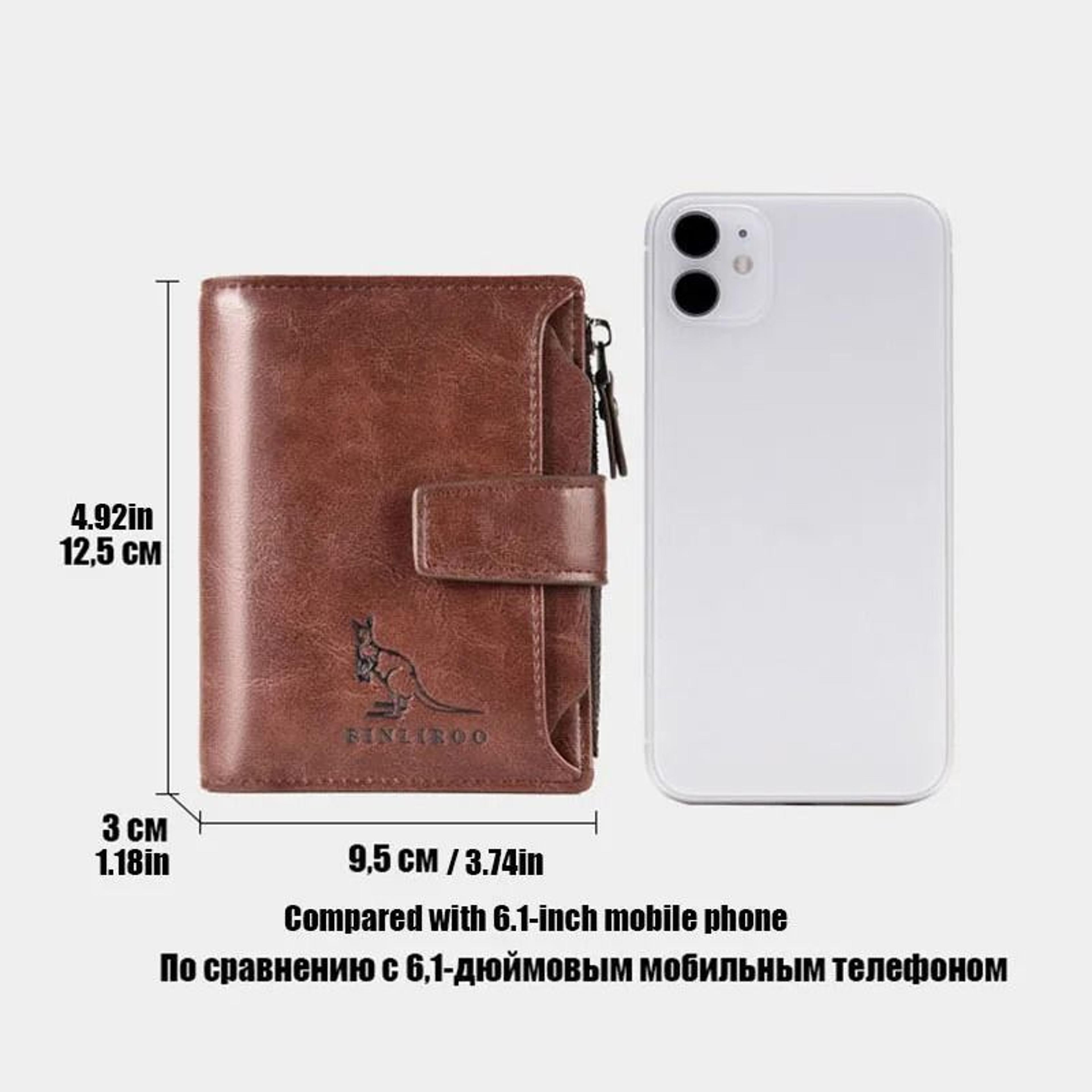 Leather Men RFID Short Wallet With Zipper Coin Purse 5