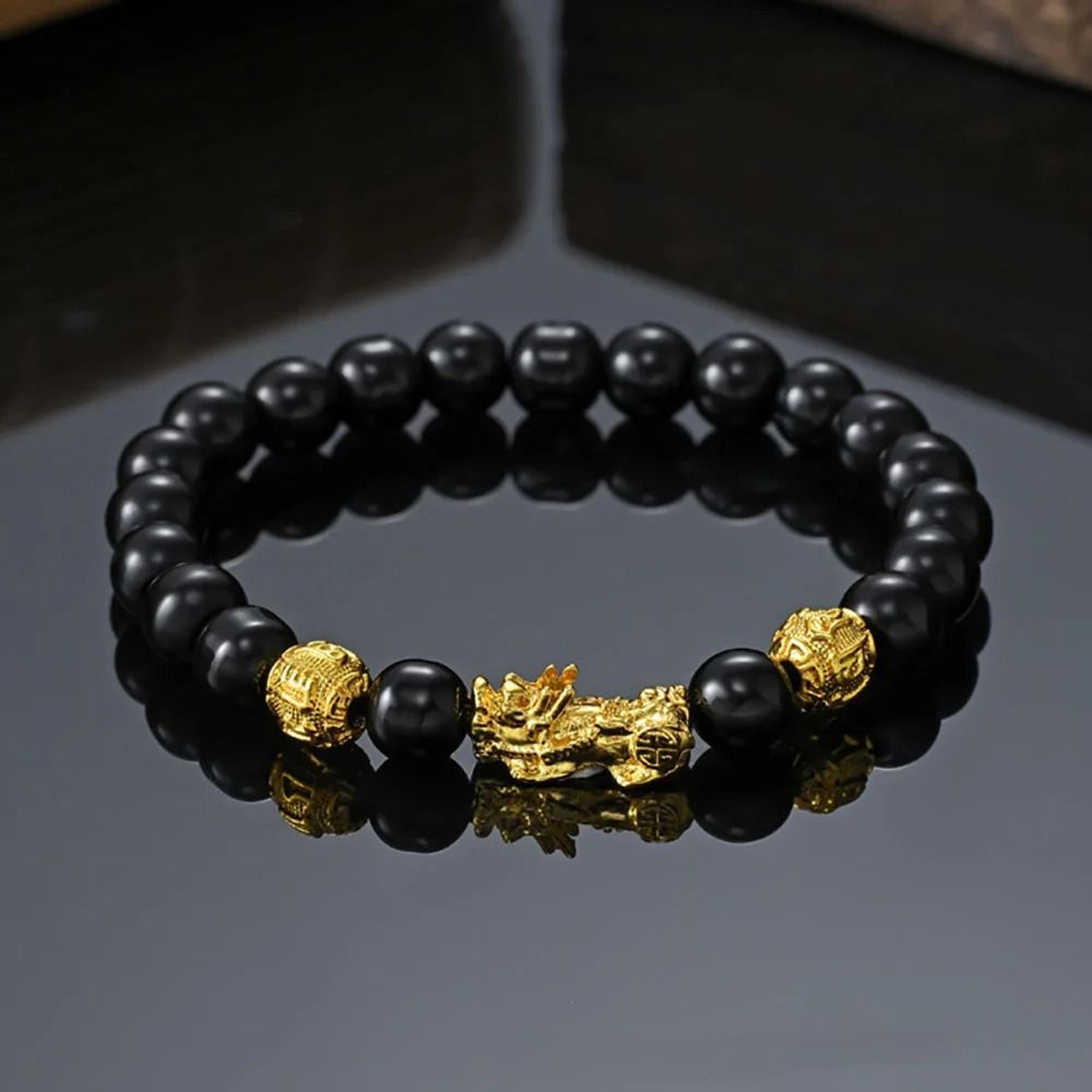 Feng Shui Black Obsidian Pixiu Wealth  Luck Bracelet 7