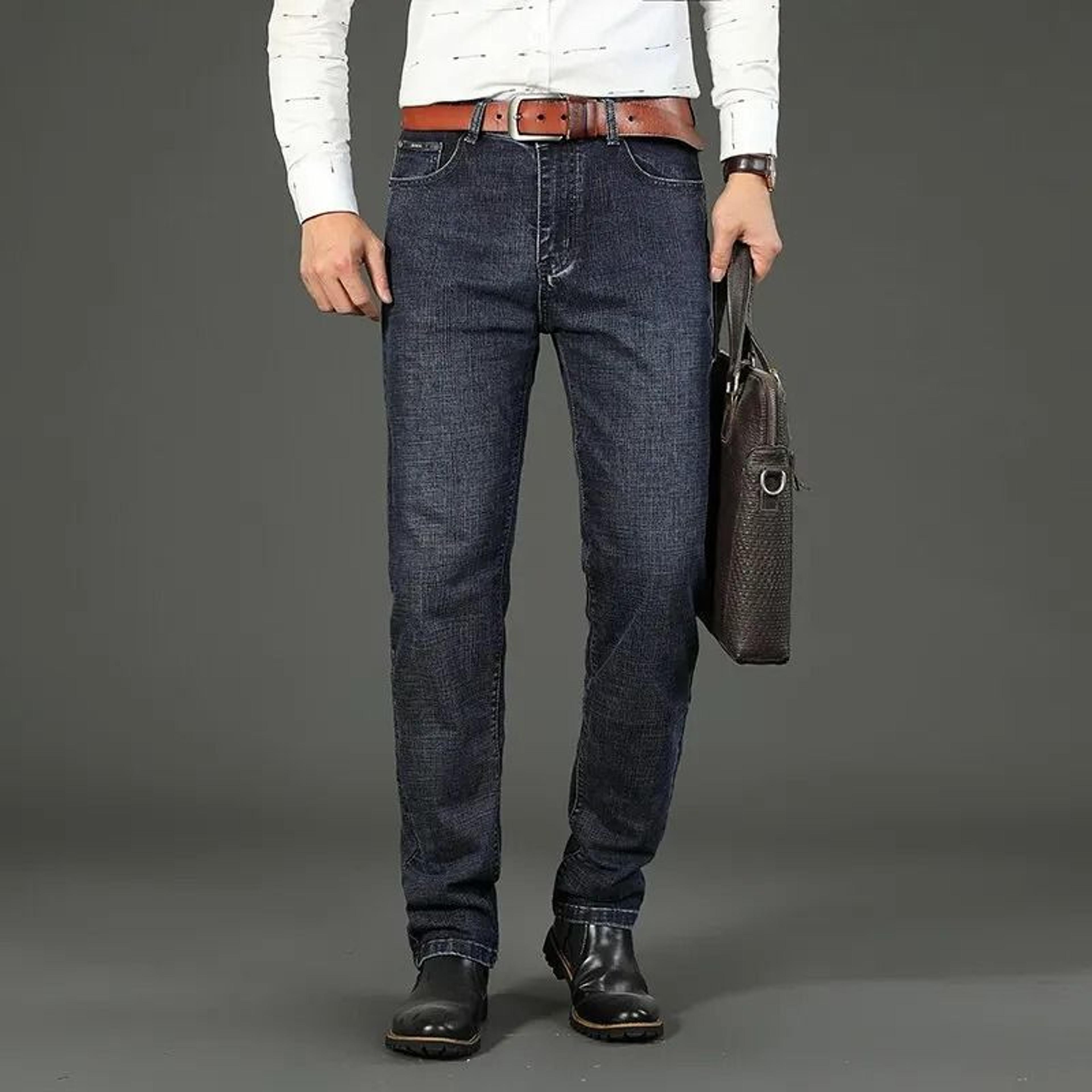 Wthinlee New Business Mens Jeans Casual Straight Stretch Denim Trousers 3