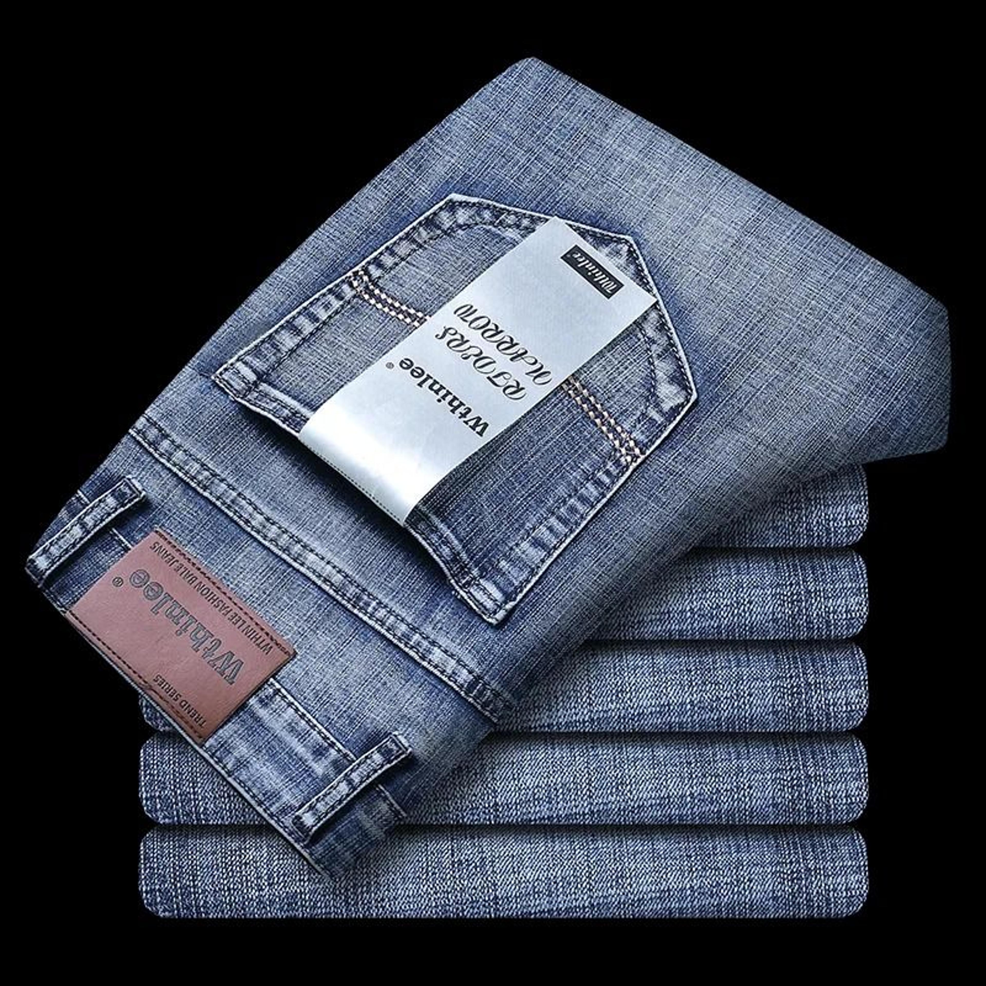 Wthinlee New Business Mens Jeans Casual Straight Stretch Denim Trousers 6