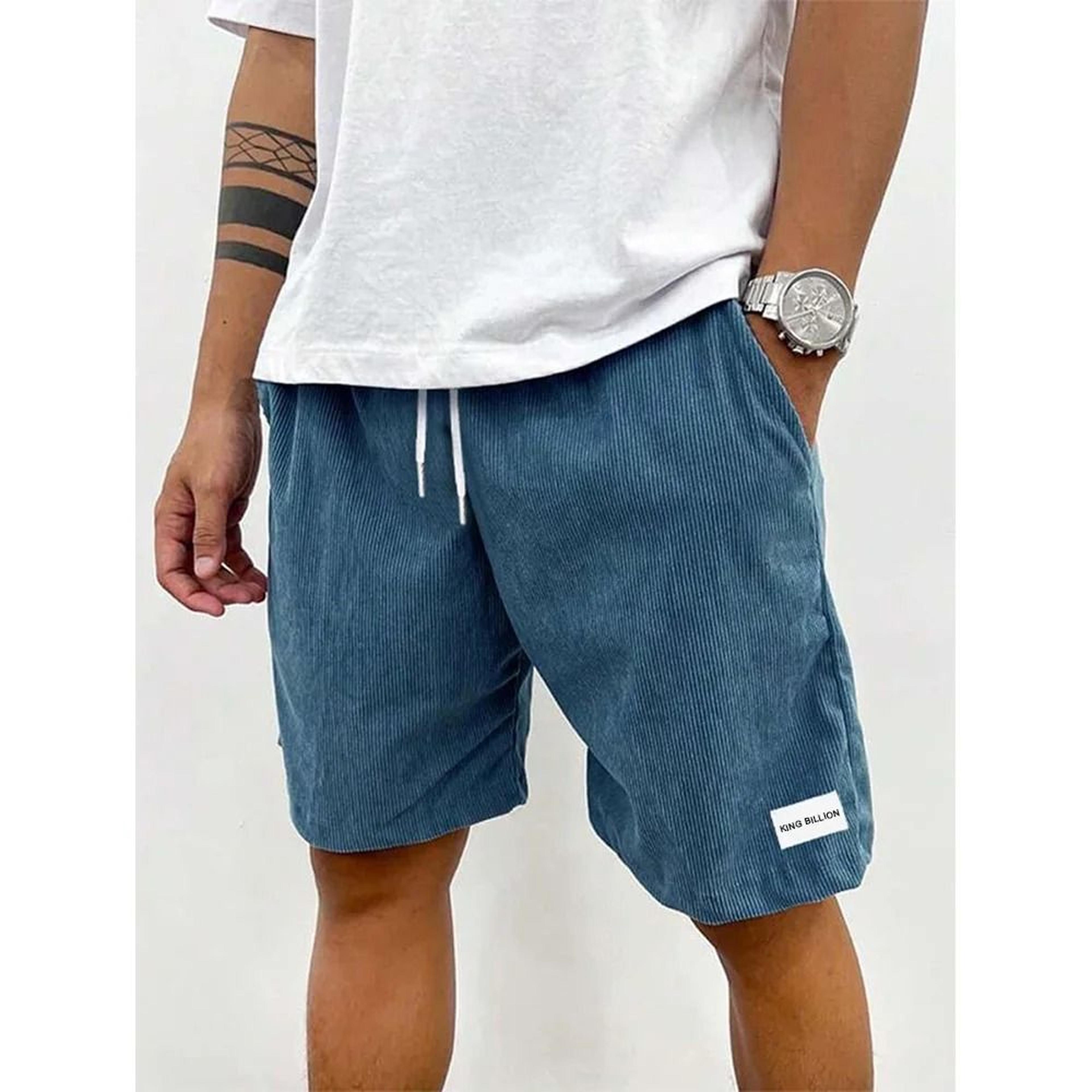 Men Corduroy Casual Shorts Solid Color Sportswear For Summer 9