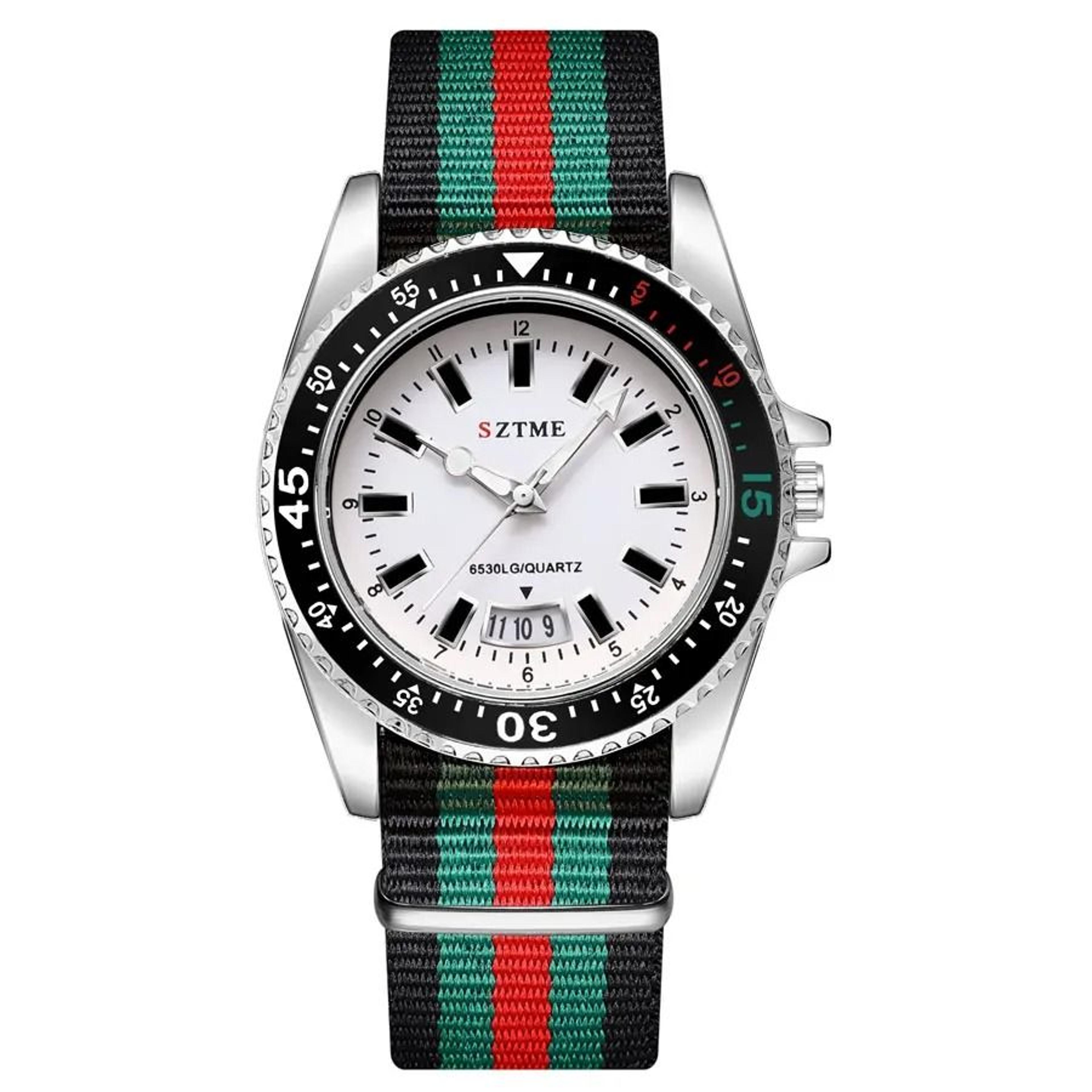 Men Nylon Strap Calendar Watch Quartz Night Light 6