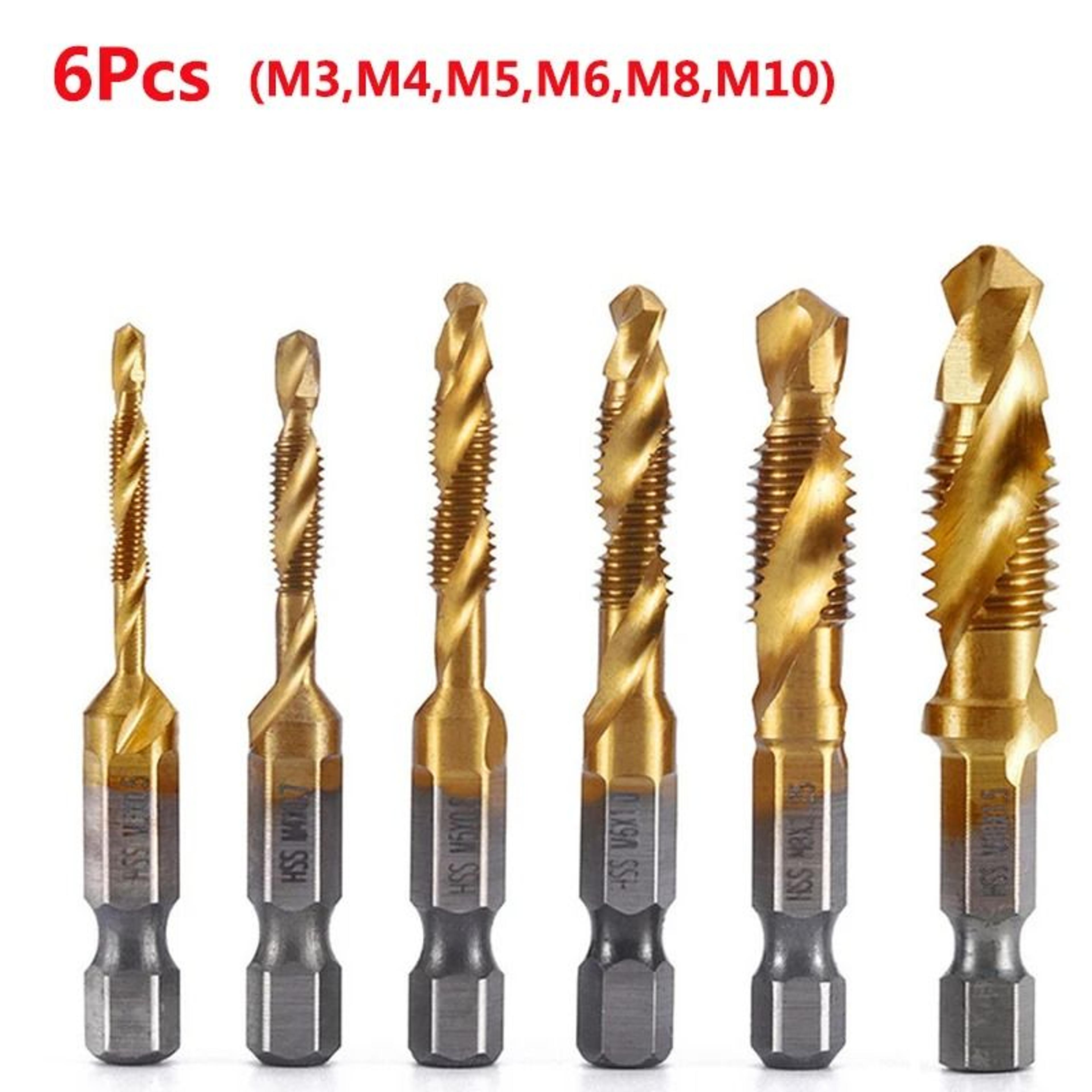 Hex Shank Titanium Plated Metric Tap Drill Bits M3 To M10 Set 20