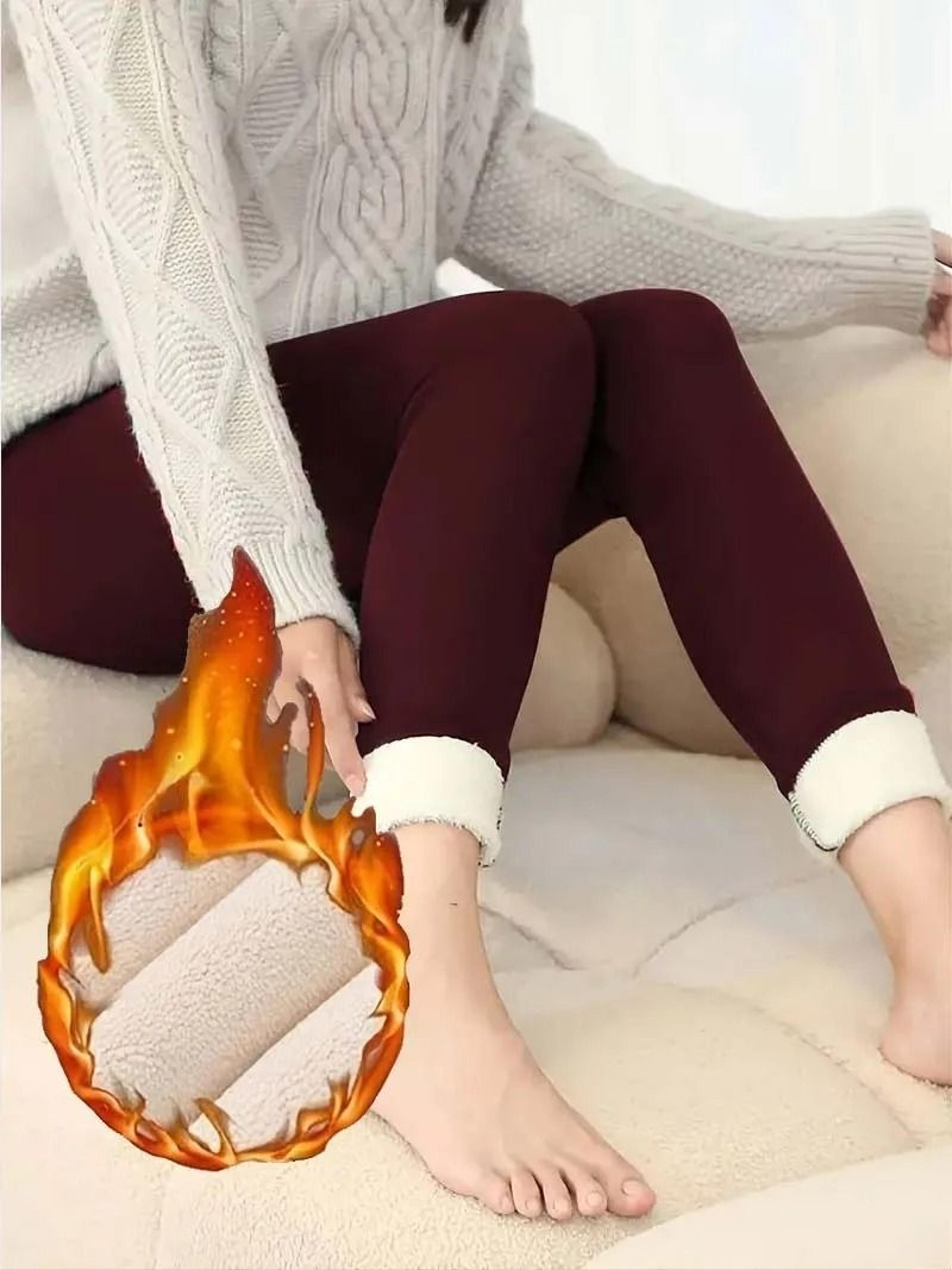 Women Plush Lined Sherpa Leggings High Waist Warm Skinny Pants For Winter Sports And Fitness 2