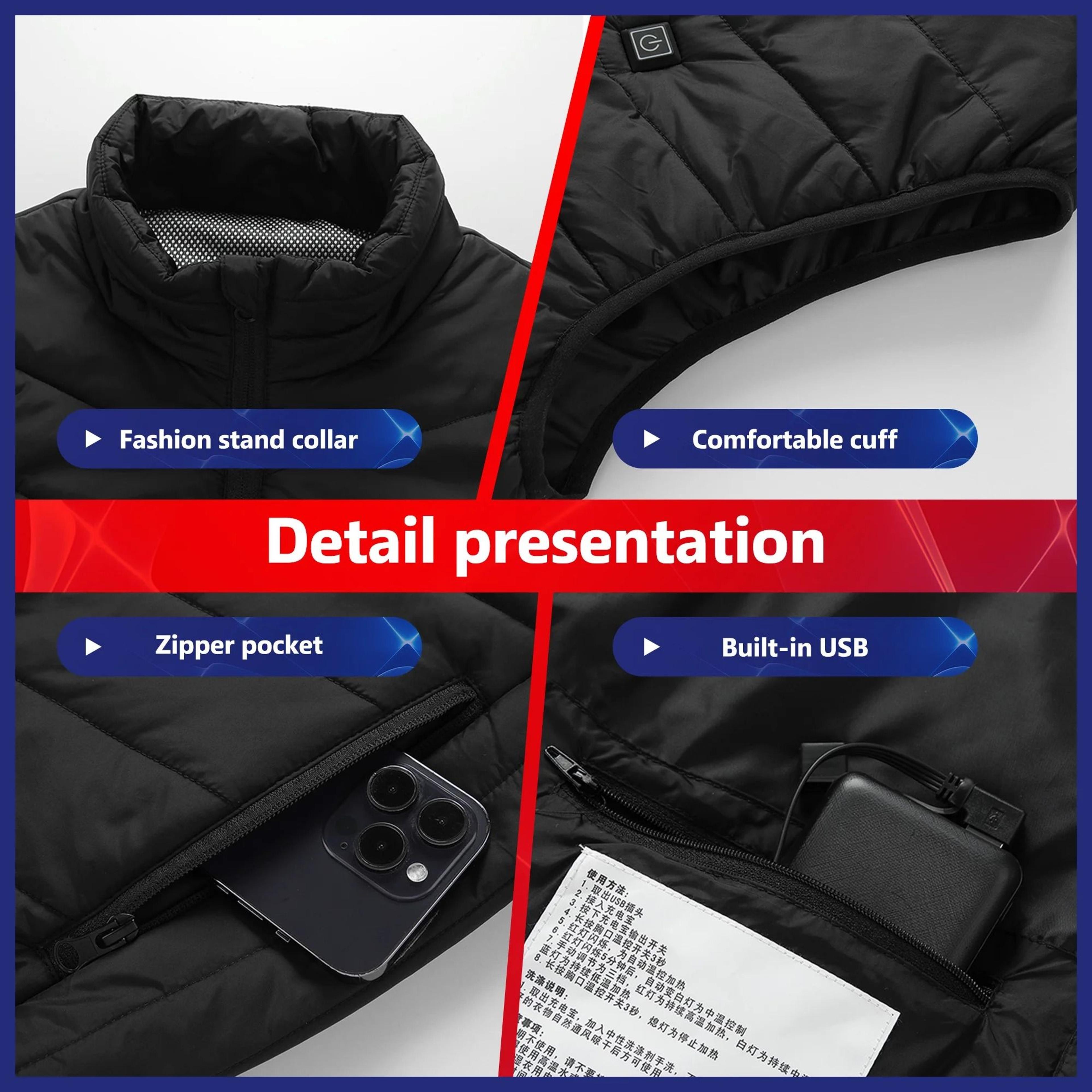Heated Vest Electric Jacket USB Rechargeable Heating Coat For Men And Women Outdoor Sportswear 4