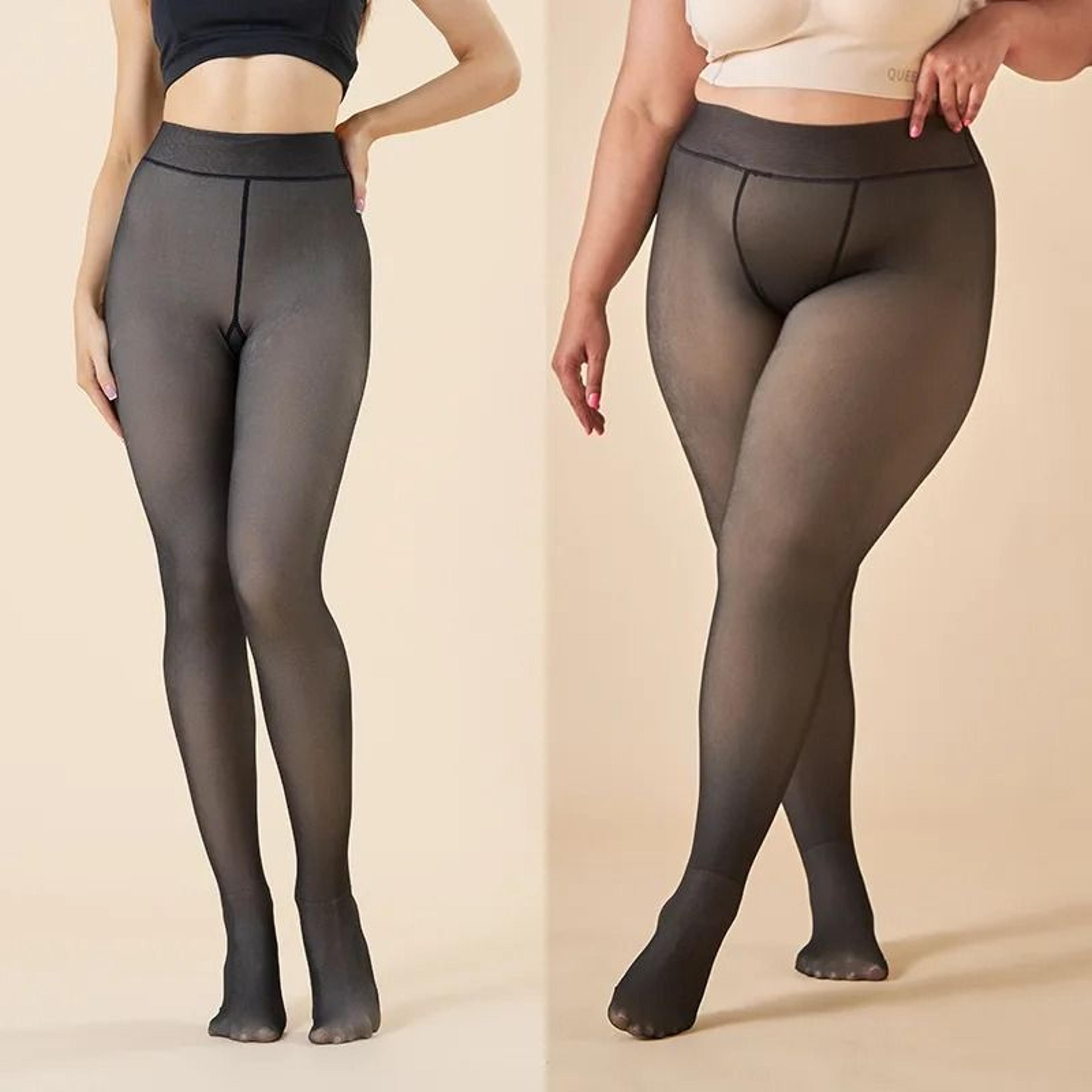 thick thermal tights women warm winter pantyhose high waist fleece lined leggings