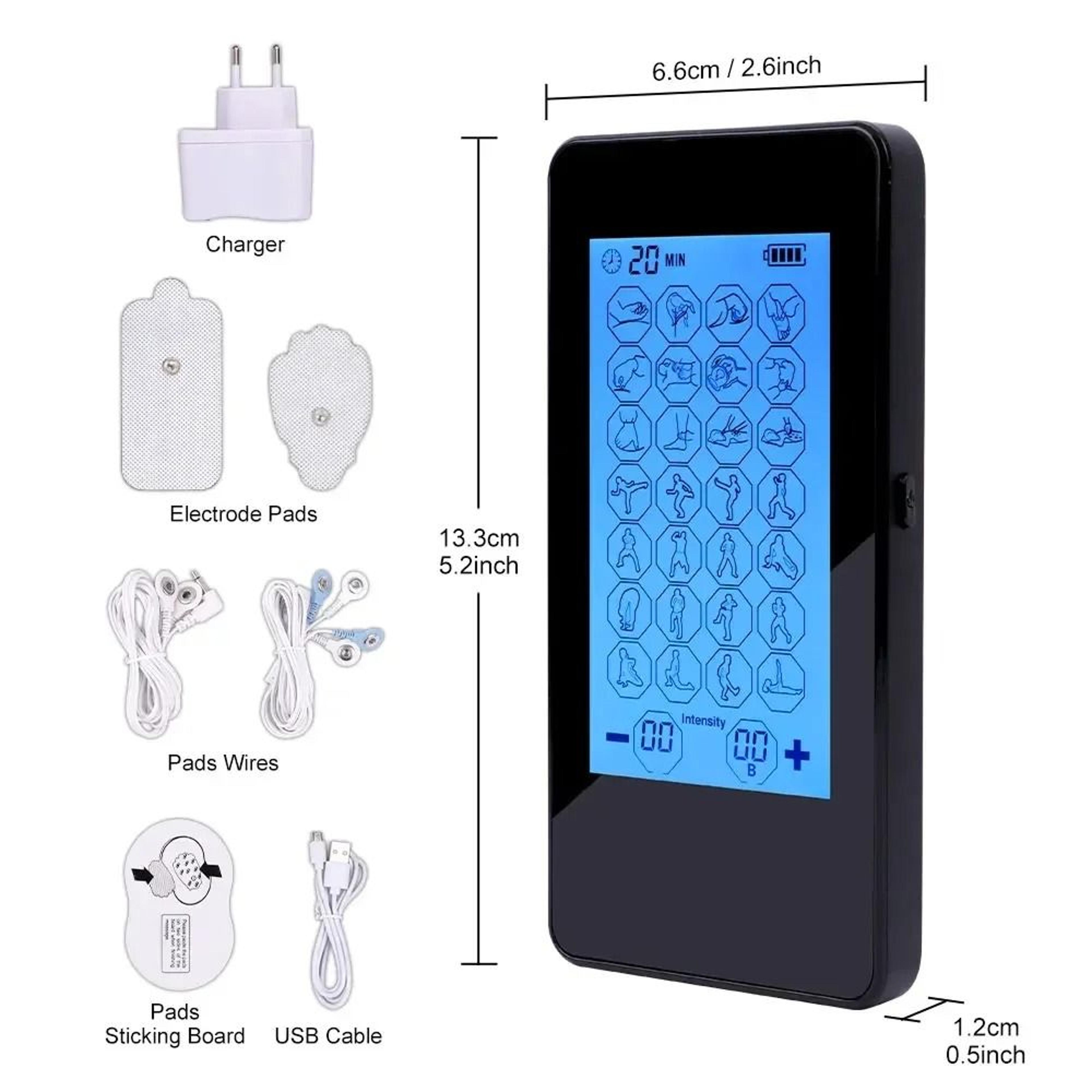 28 Mode TENS Electric Pulse Body Massager With LCD Touch Dual Output 3