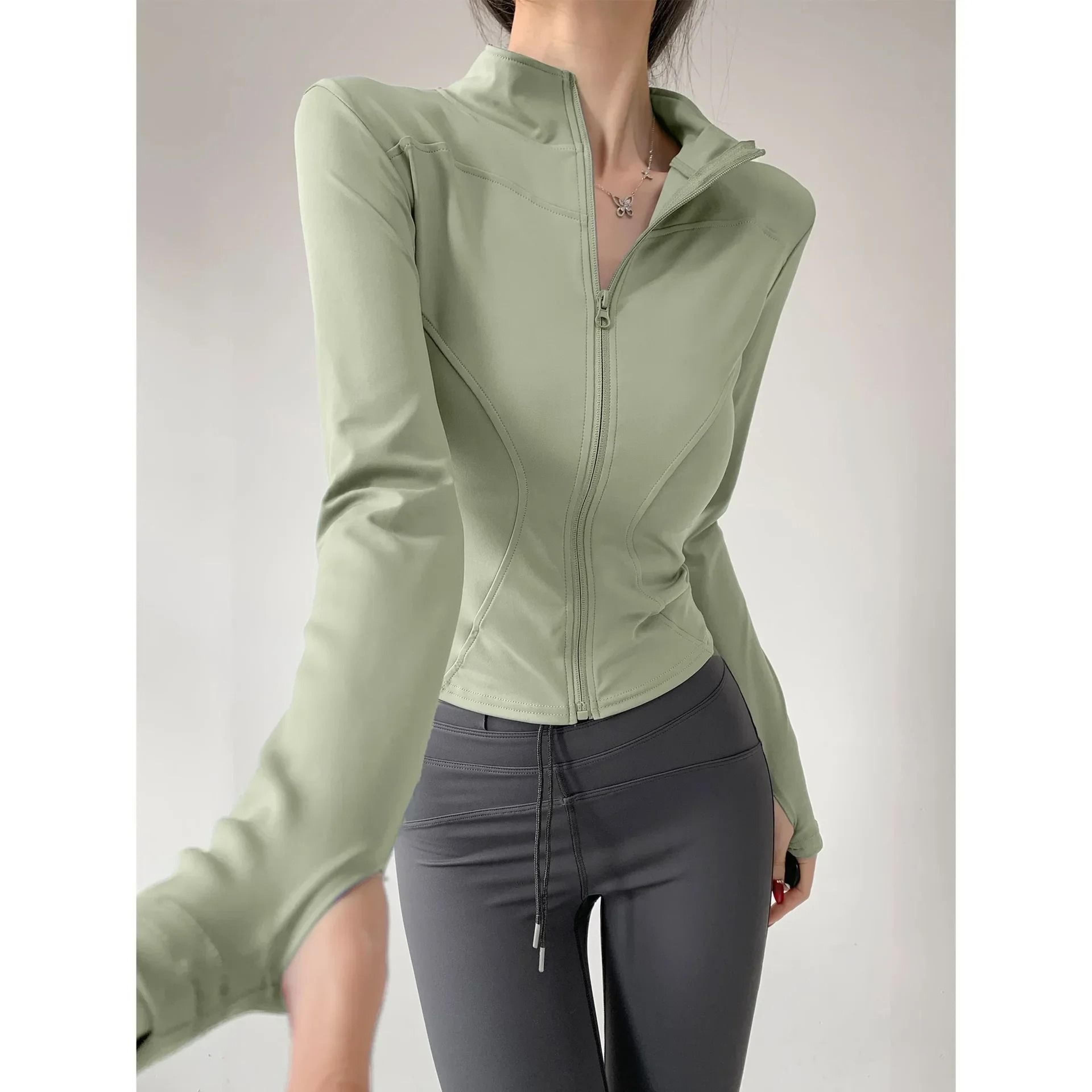 Sun Quick Drying Sports Coat Women Tight Yoga Jacket Long Sleeve Zipper Running Top 9