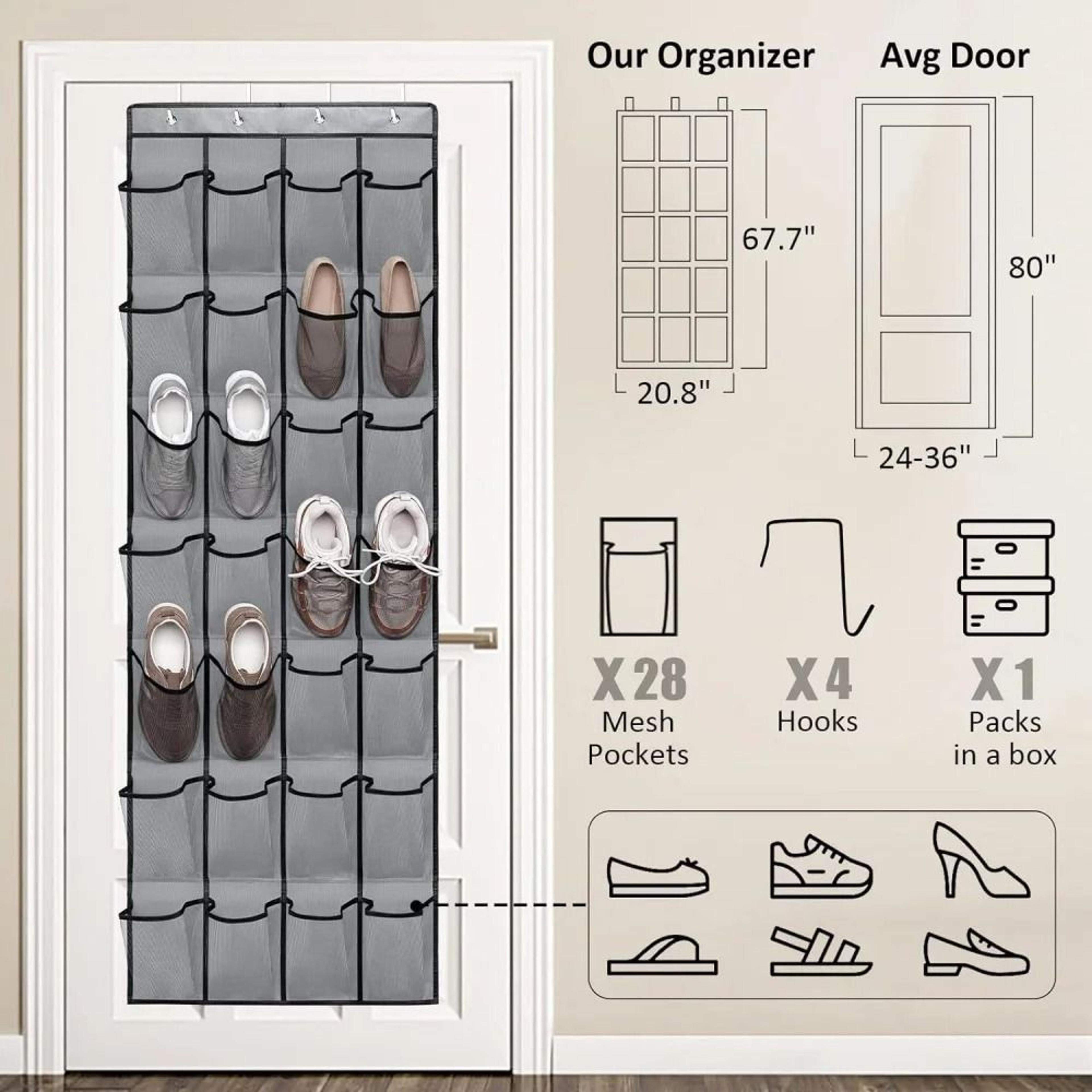 14 35 Pocket Over Door Shoe Rack Large Mesh Hanging Storage Organizer 1