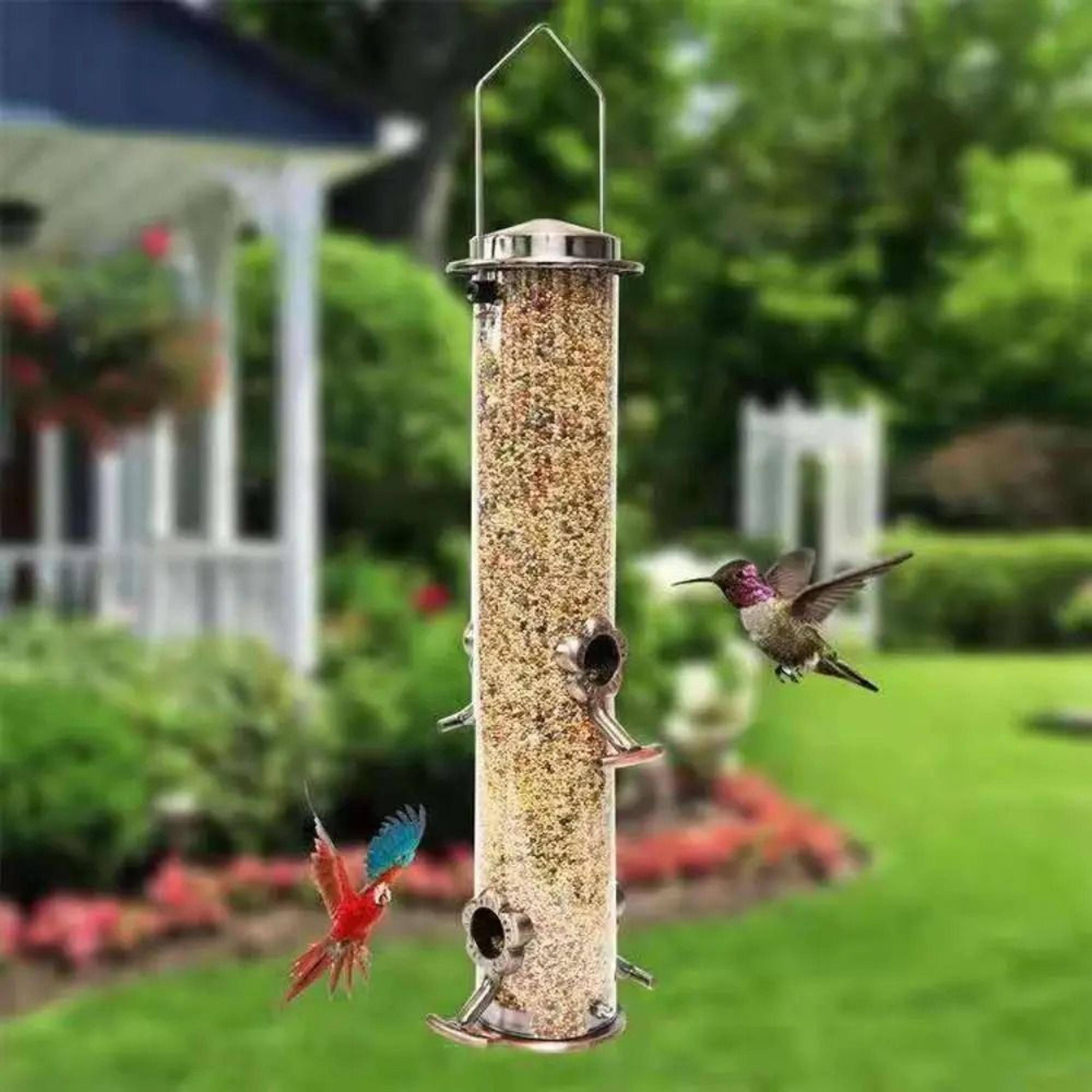 Automatic Waterproof Metal Bird Feeder With Transparent Food Dispenser Bowl 1