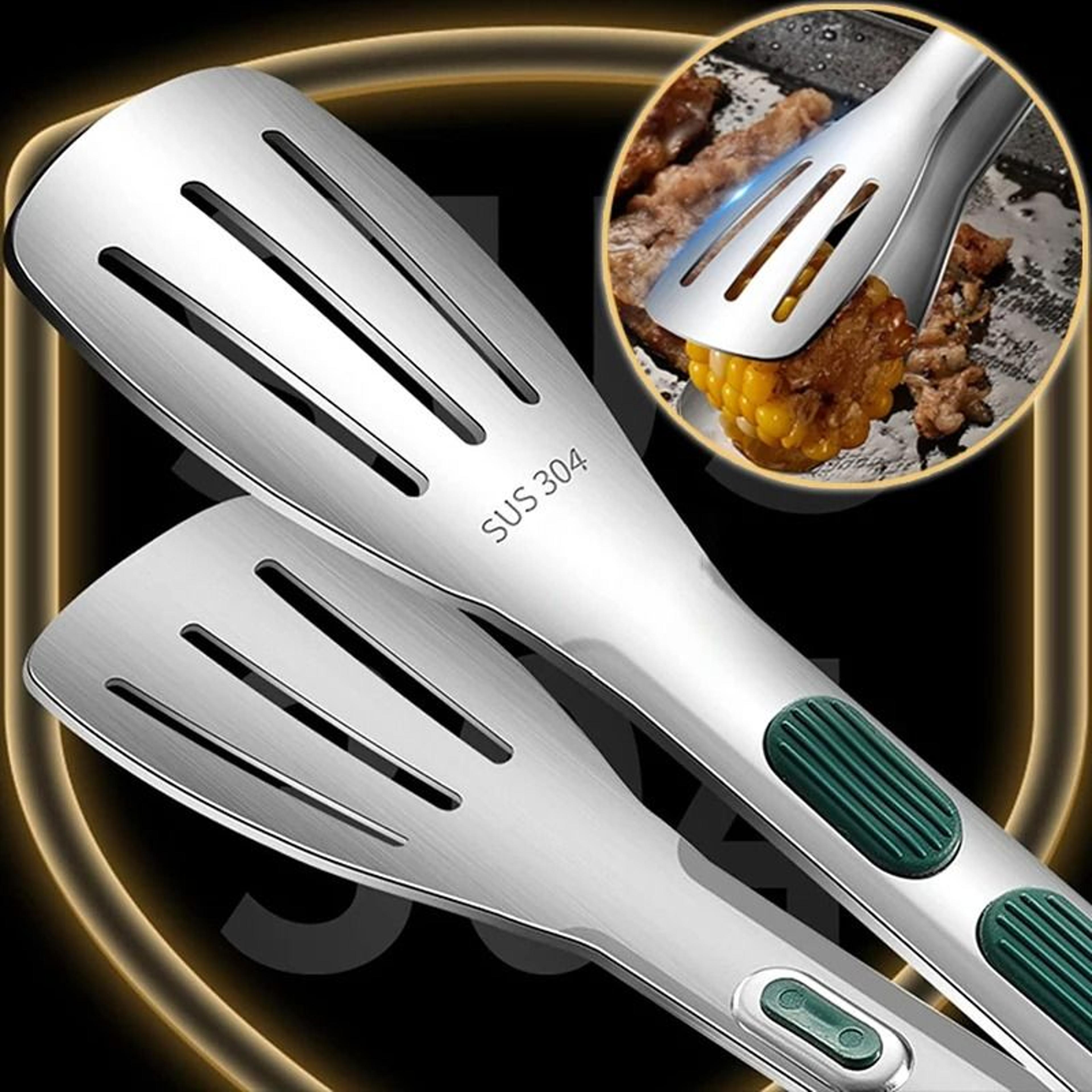 stainless steel food tongs bbq meat salad bread clamp non slip kitchen tool