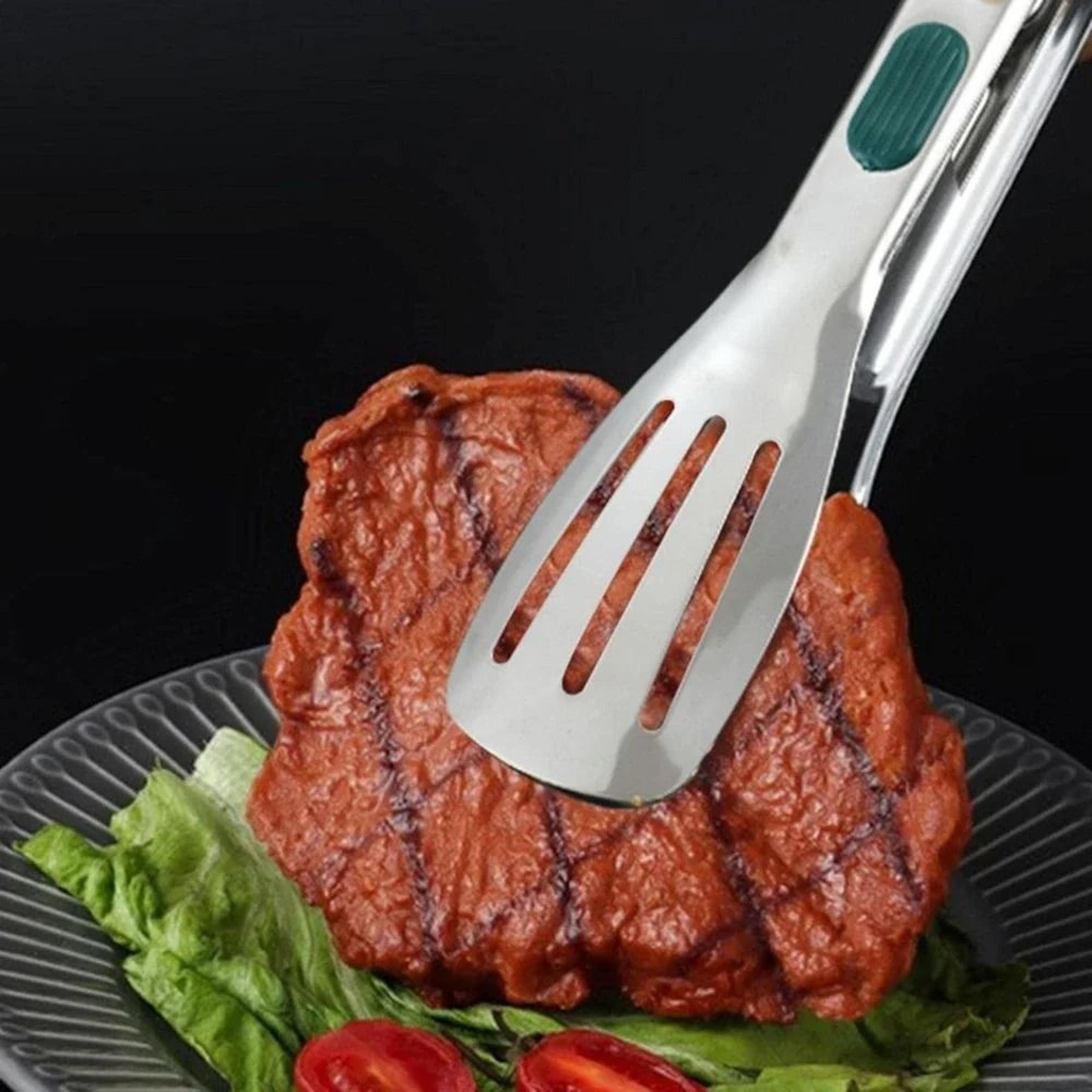 Stainless Steel Food Tongs BBQ Meat Salad Bread Clamp Non Slip Kitchen Tool 3