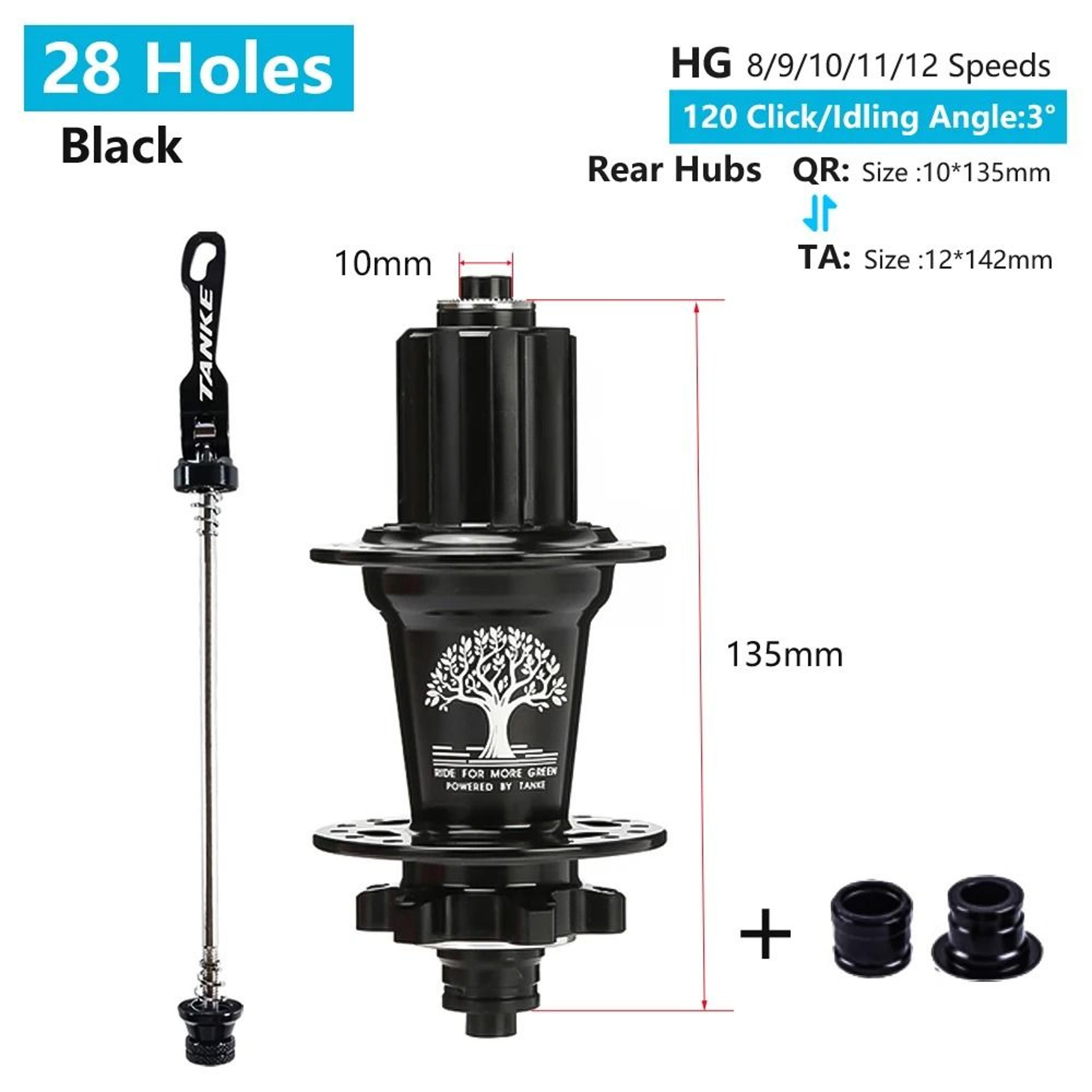 TANKE 120 Click MTB Hub Front Rear 28 32 36 Holes Disc Brake 11