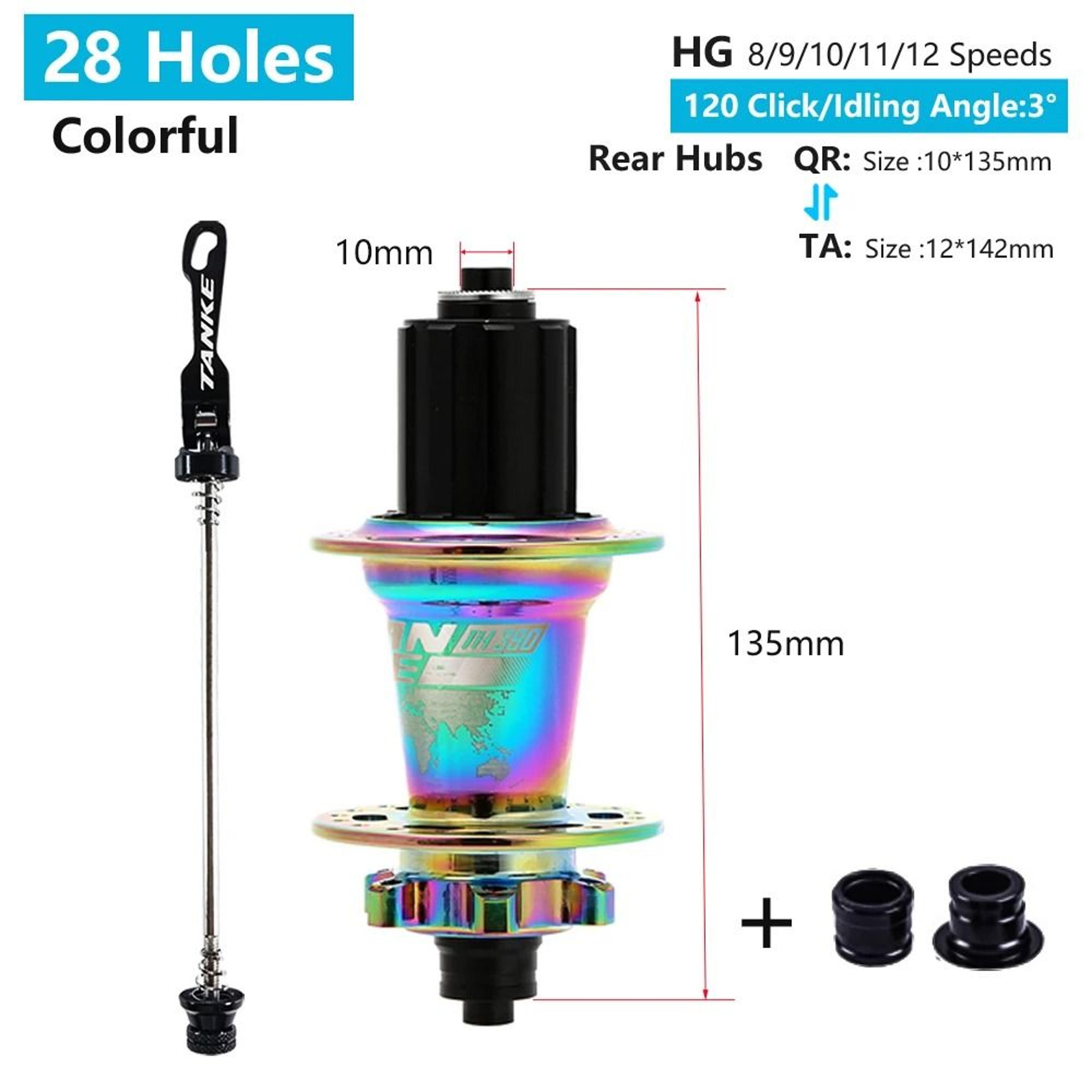 TANKE 120 Click MTB Hub Front Rear 28 32 36 Holes Disc Brake 14