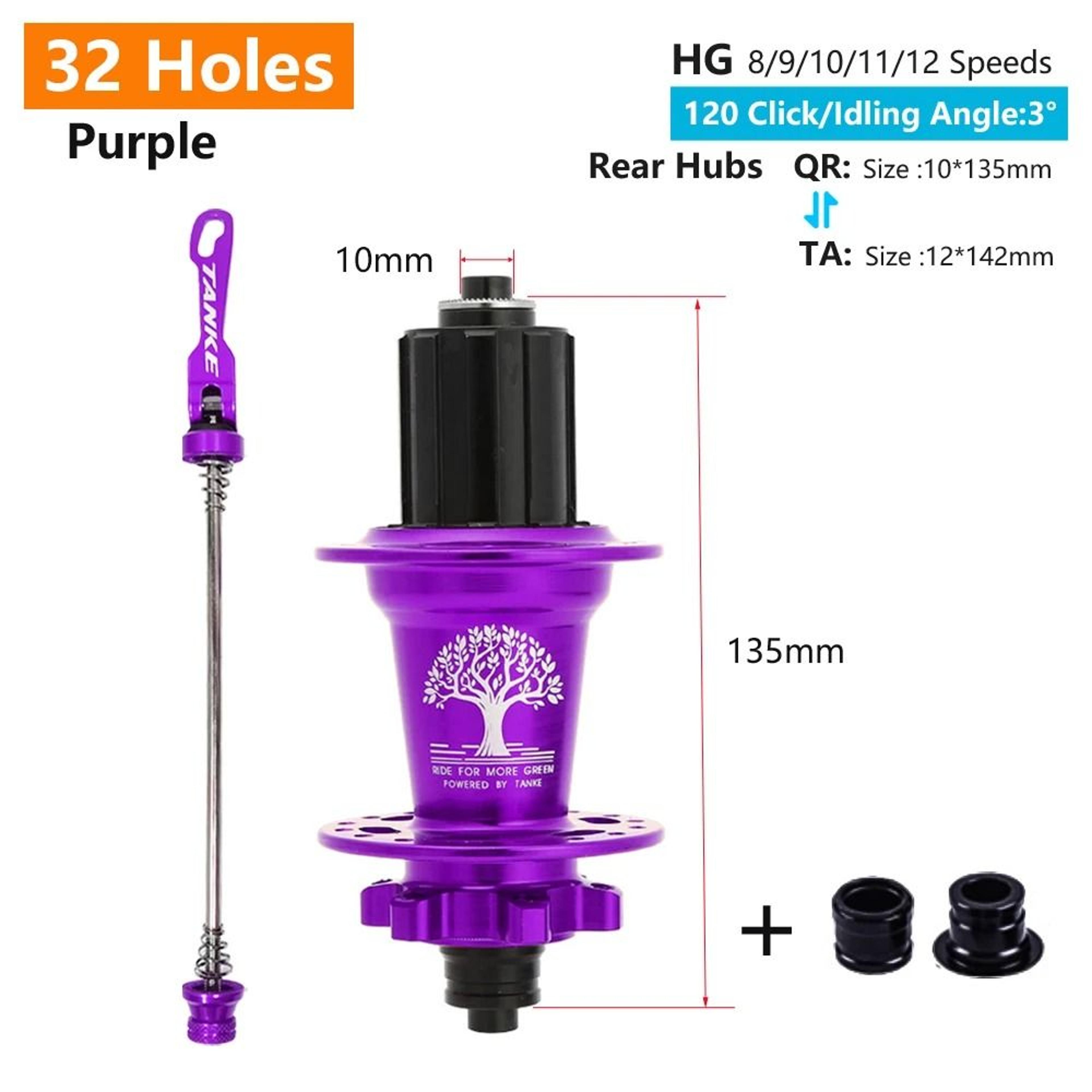 TANKE 120 Click MTB Hub Front Rear 28 32 36 Holes Disc Brake 18