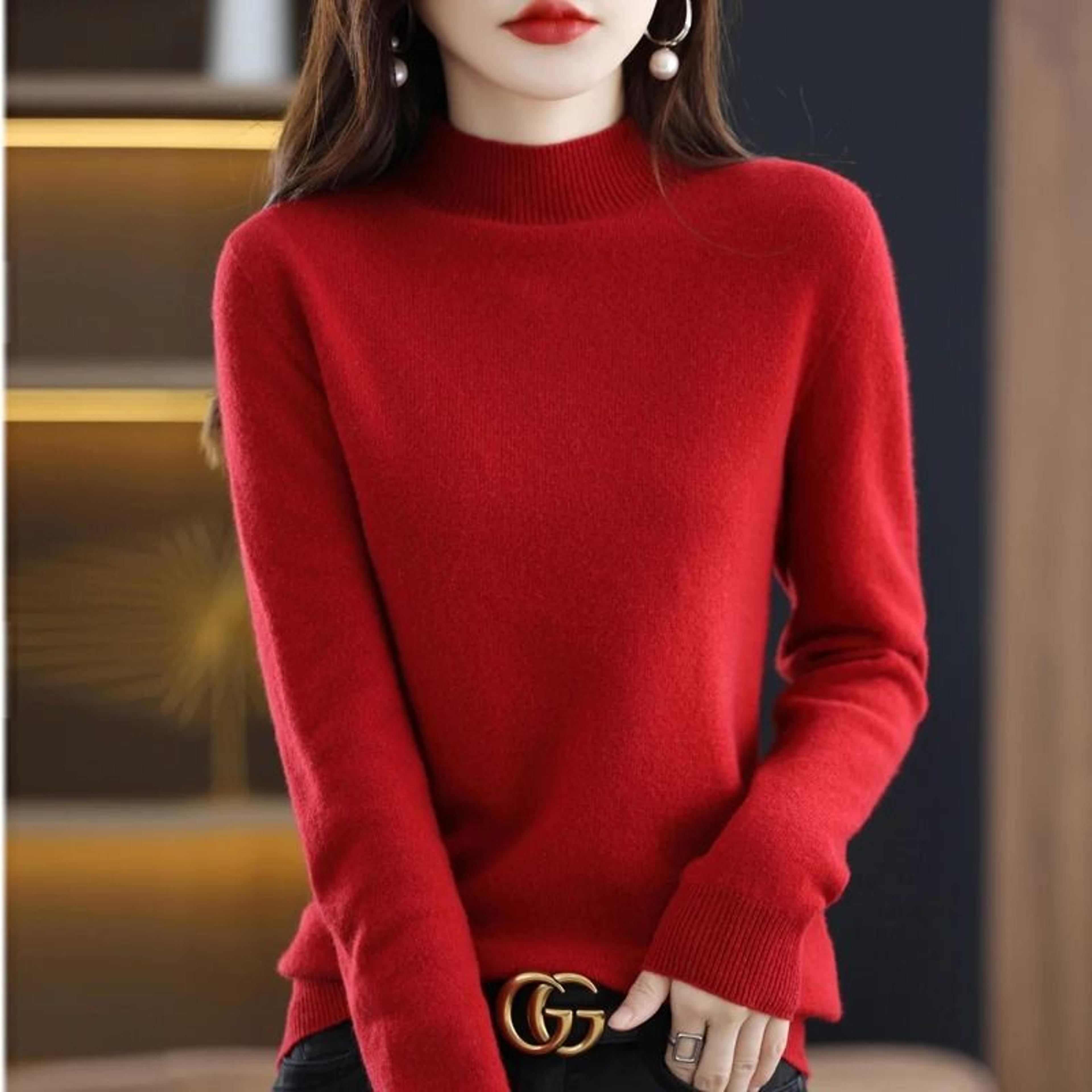 100 Percent Pure Wool Half Neck Pullover Autumn Winter Cashmere Sweater 4