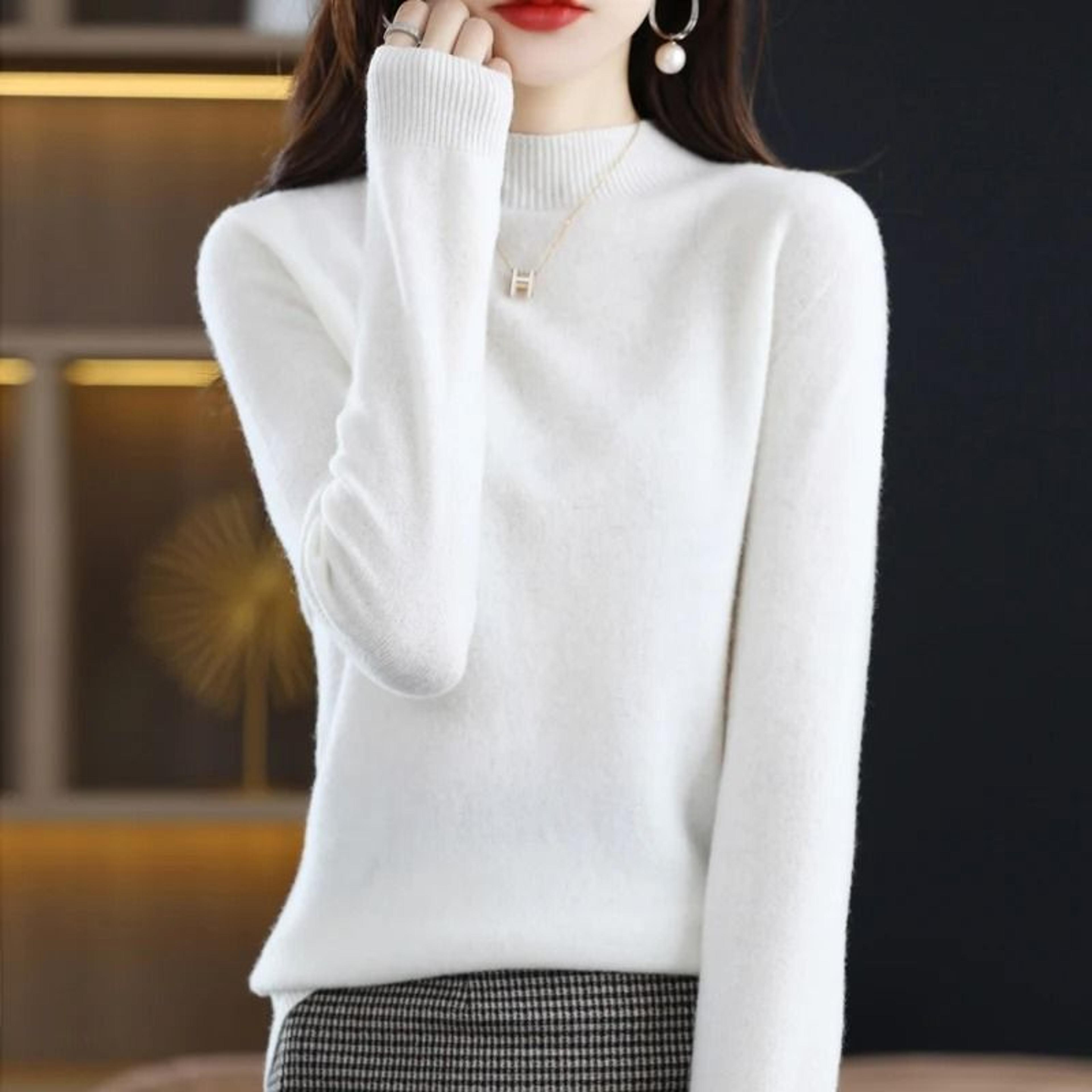 100 Percent Pure Wool Half Neck Pullover Autumn Winter Cashmere Sweater 19