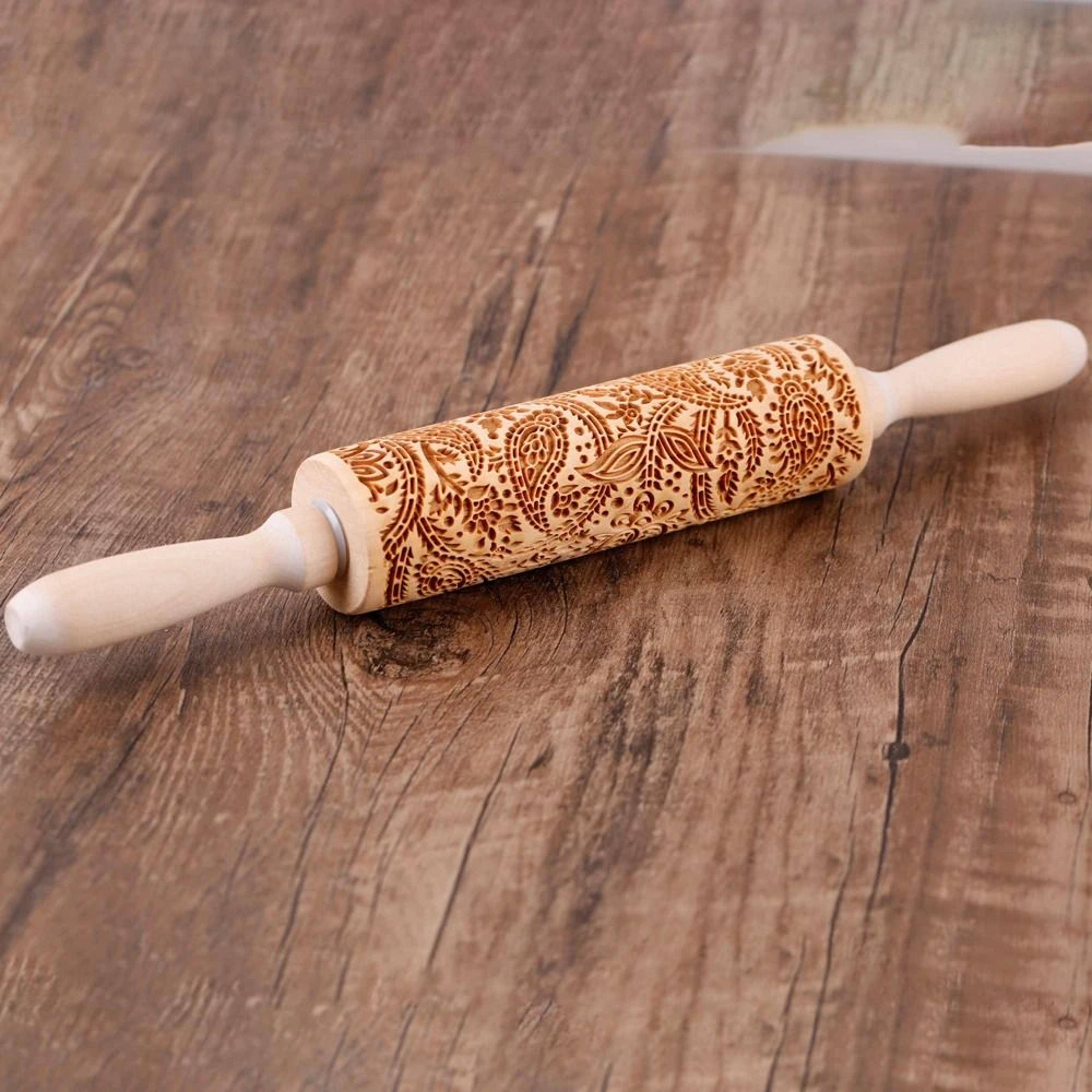 Tree Of Life Deep Engraved Wooden Rolling Pin For 3D Cookie Imprints 5