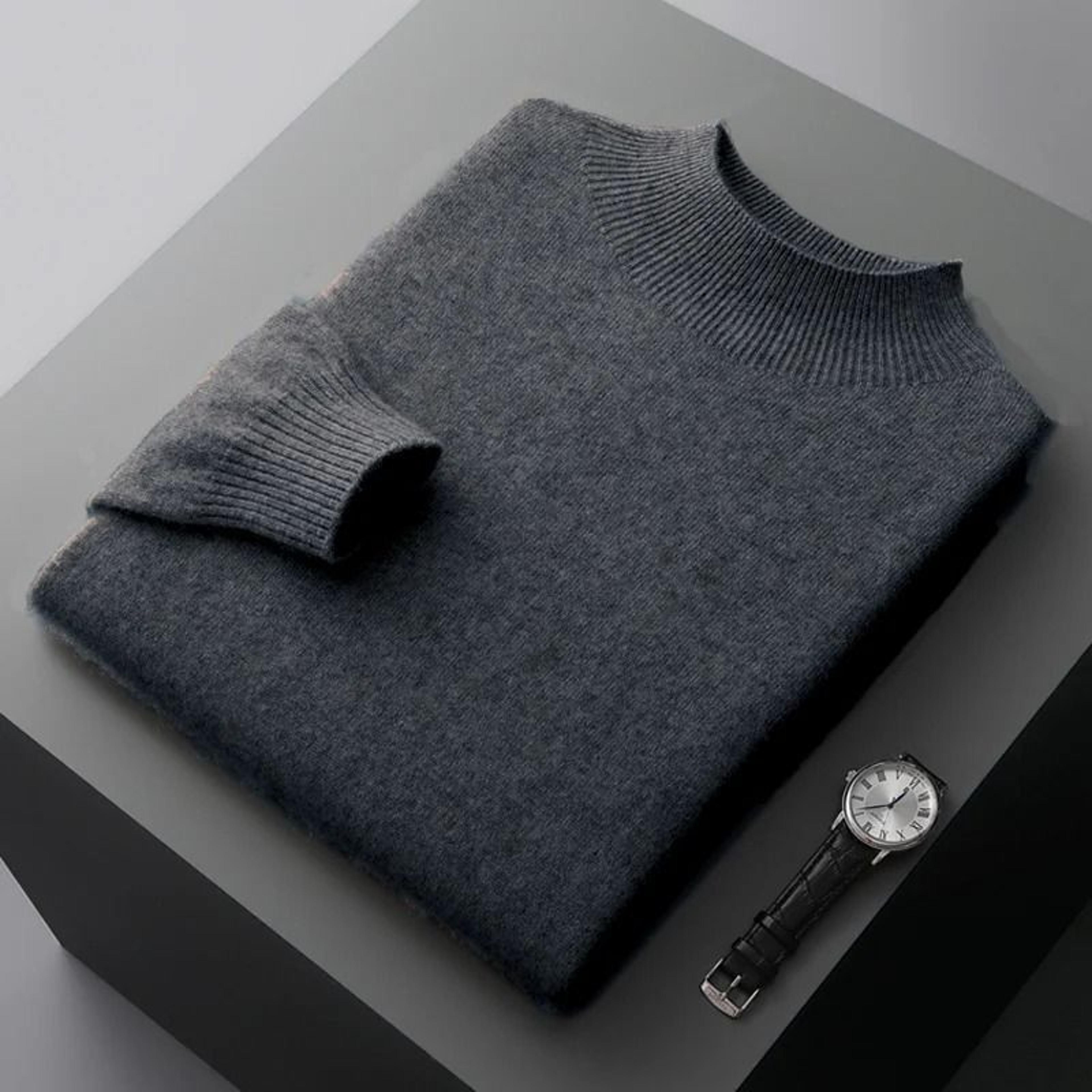 Men Casual Wool Sweater With Semi High Neck For Fall And Winter 2